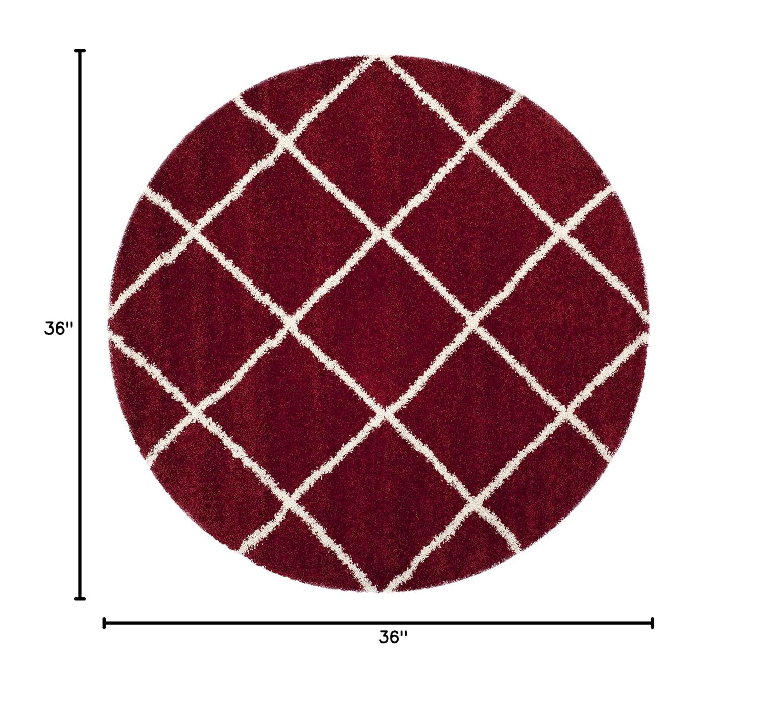Hudson Shag SGH281 Power Loomed Indoor Accent Rug - Red/Ivory - 3' Round - Safavieh