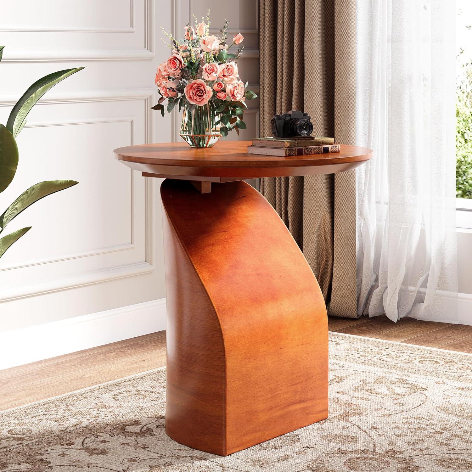 18.9" Round Side Table, Wood End Table,small Accent Table For Living Room, Easy Assembly