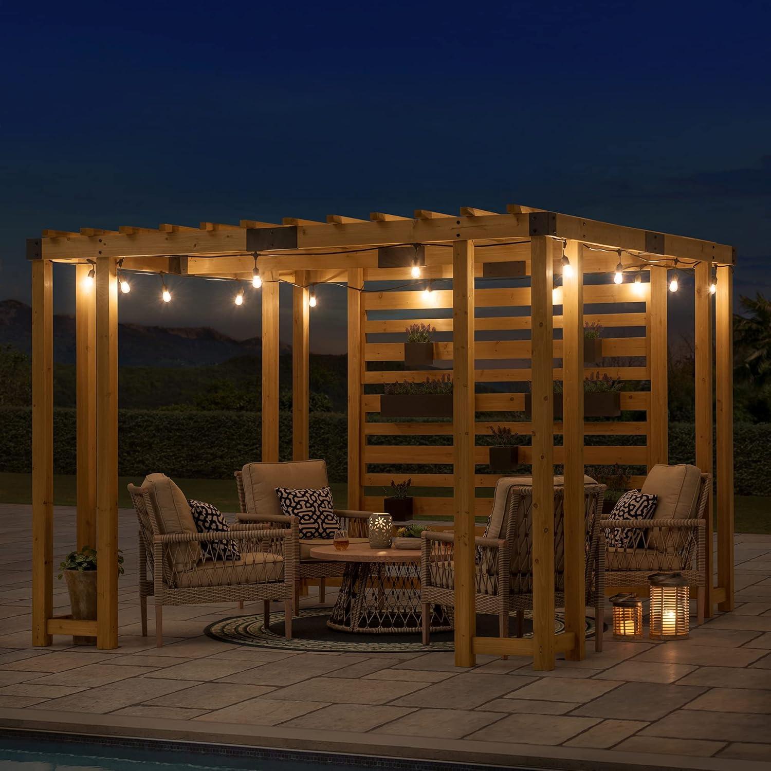 Sophia 10.5 x 10 ft Cedar Wood Pergola with Adjustable Planters