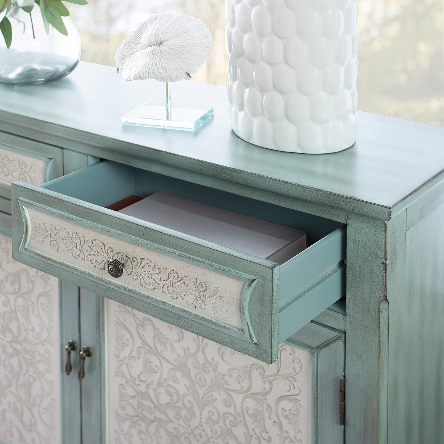 Powell Antique Console, Blue/White