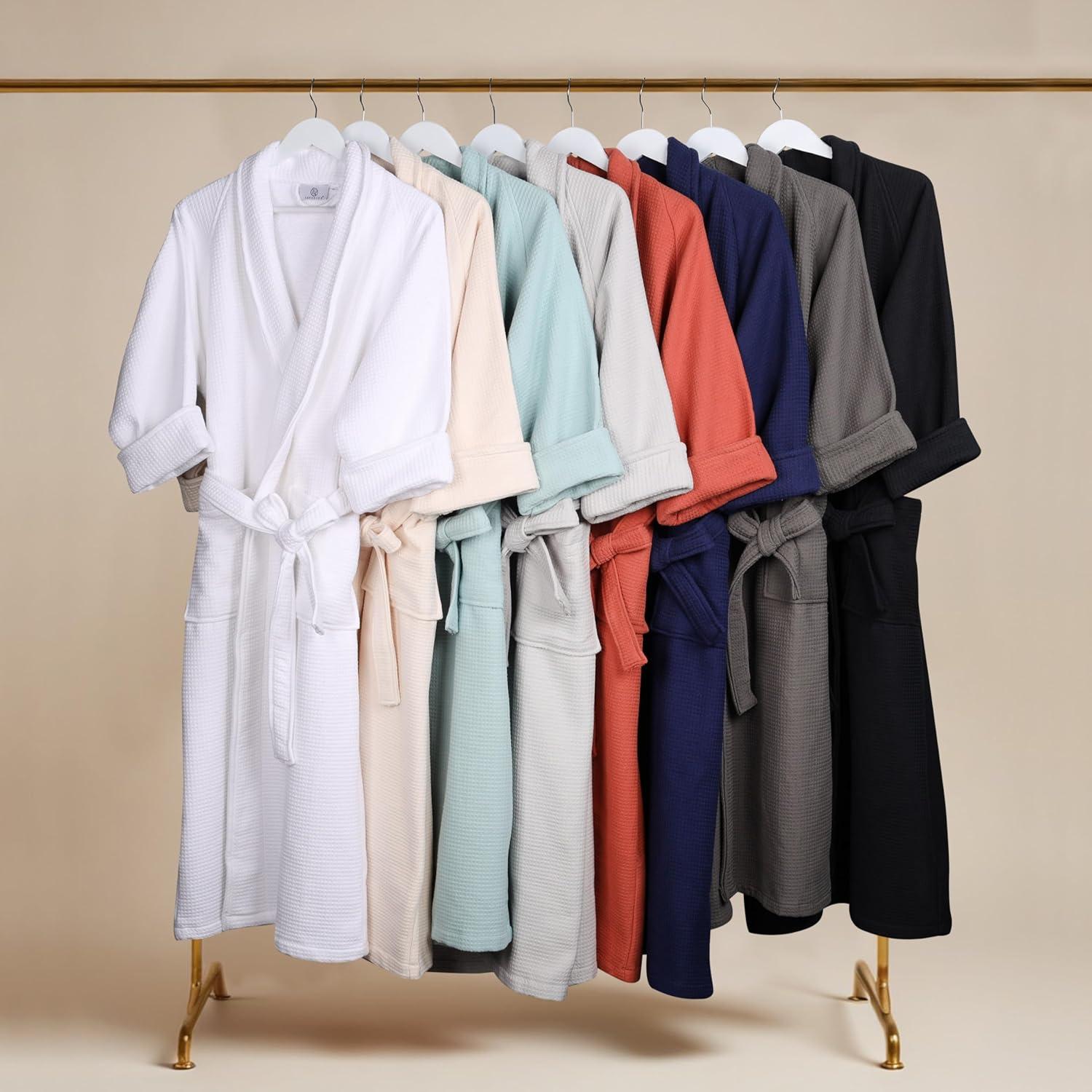 Superior Waffle Cotton Unisex Soft Adult Bath Robe, Small, White