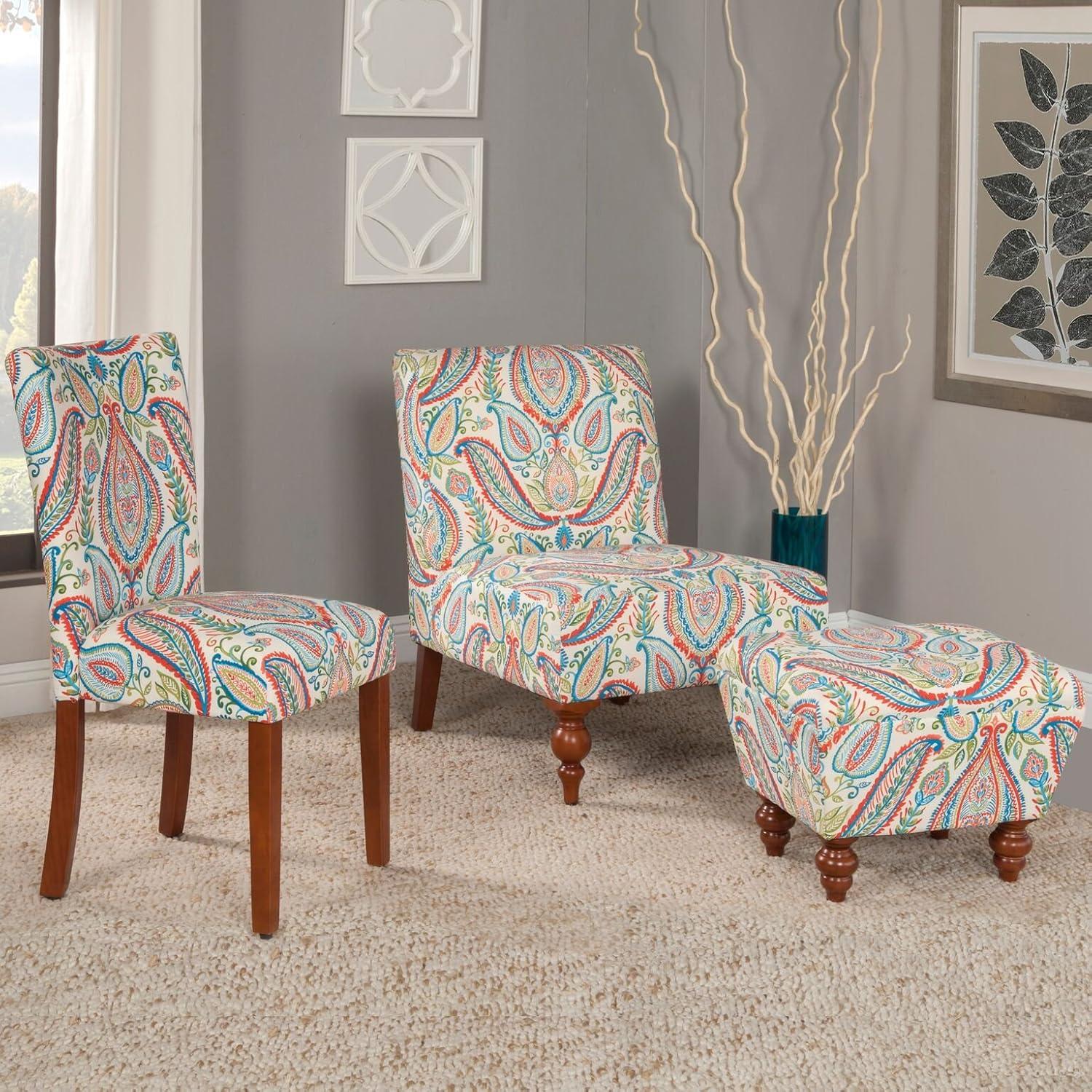 Classic Multicolor Linen and Wood Parsons Side Chair Set