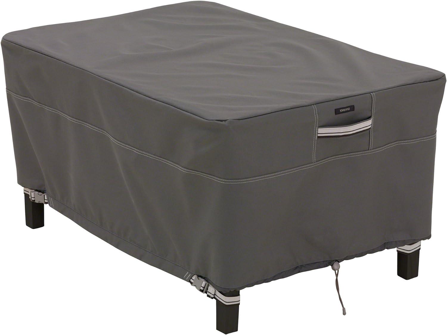 Gray Water-Resistant Rectangular Patio Ottoman/Table Cover