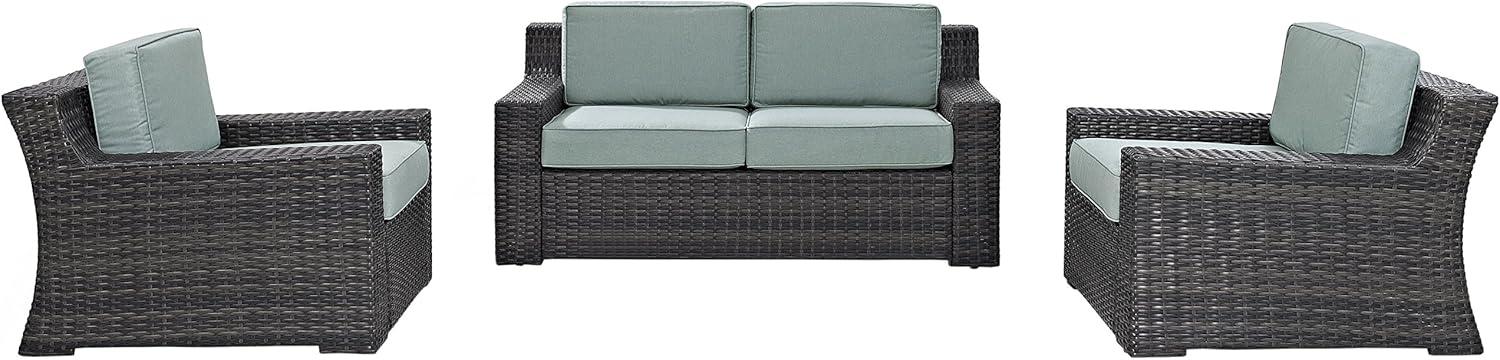 Beaufort 3pc Outdoor Wicker Seating Set with Loveseat & 2 Arm Chairs - Mist - Crosley: Weather-Resistant Patio Ensemble