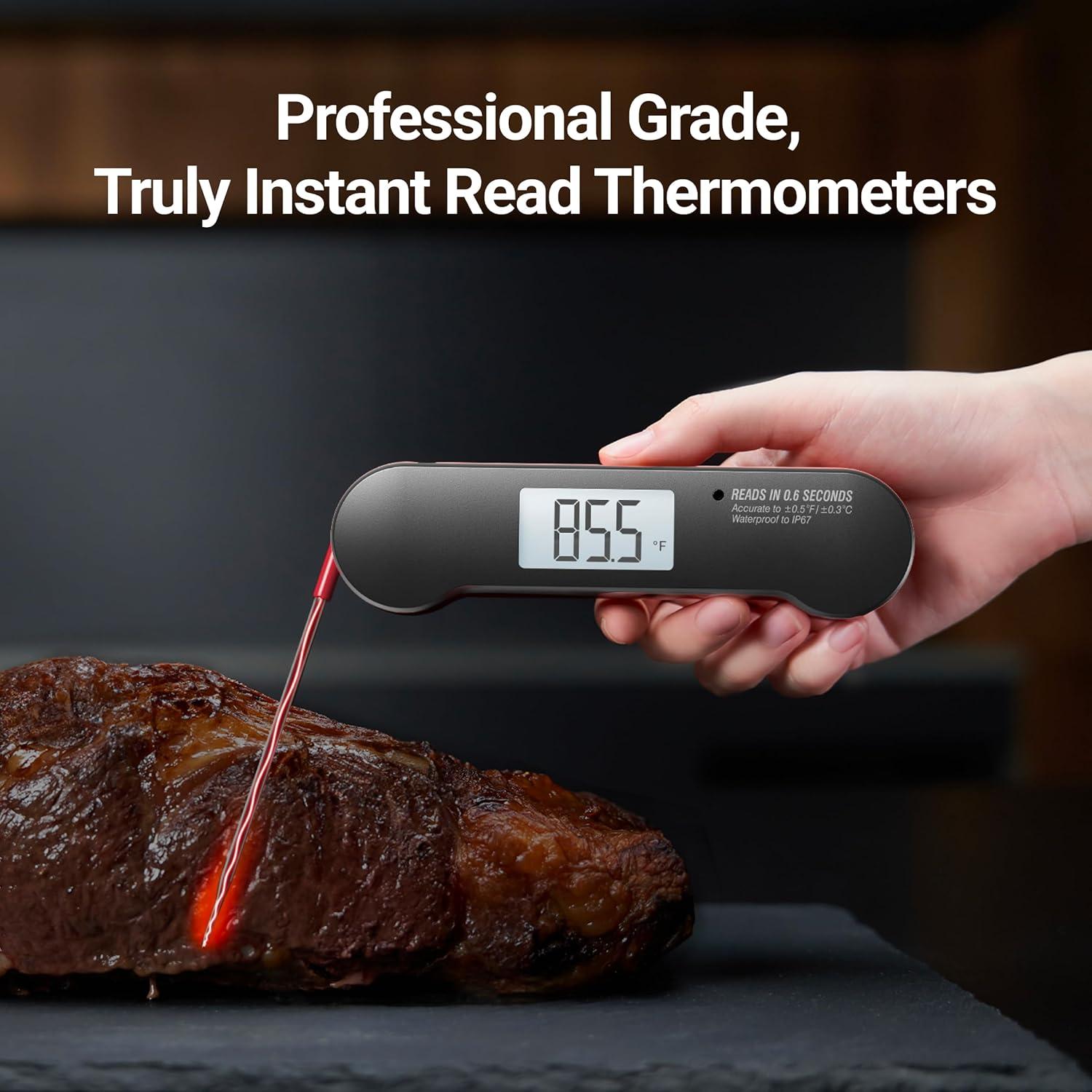 ThermoMaven 0.6S Instant Read Meat Thermometer, Professional Digital Food Cooking Thermometer with High Accuracy(±0.5°F), Backlit, Waterproof for Candy, Grill, BBQ, Oven, Kitchen
