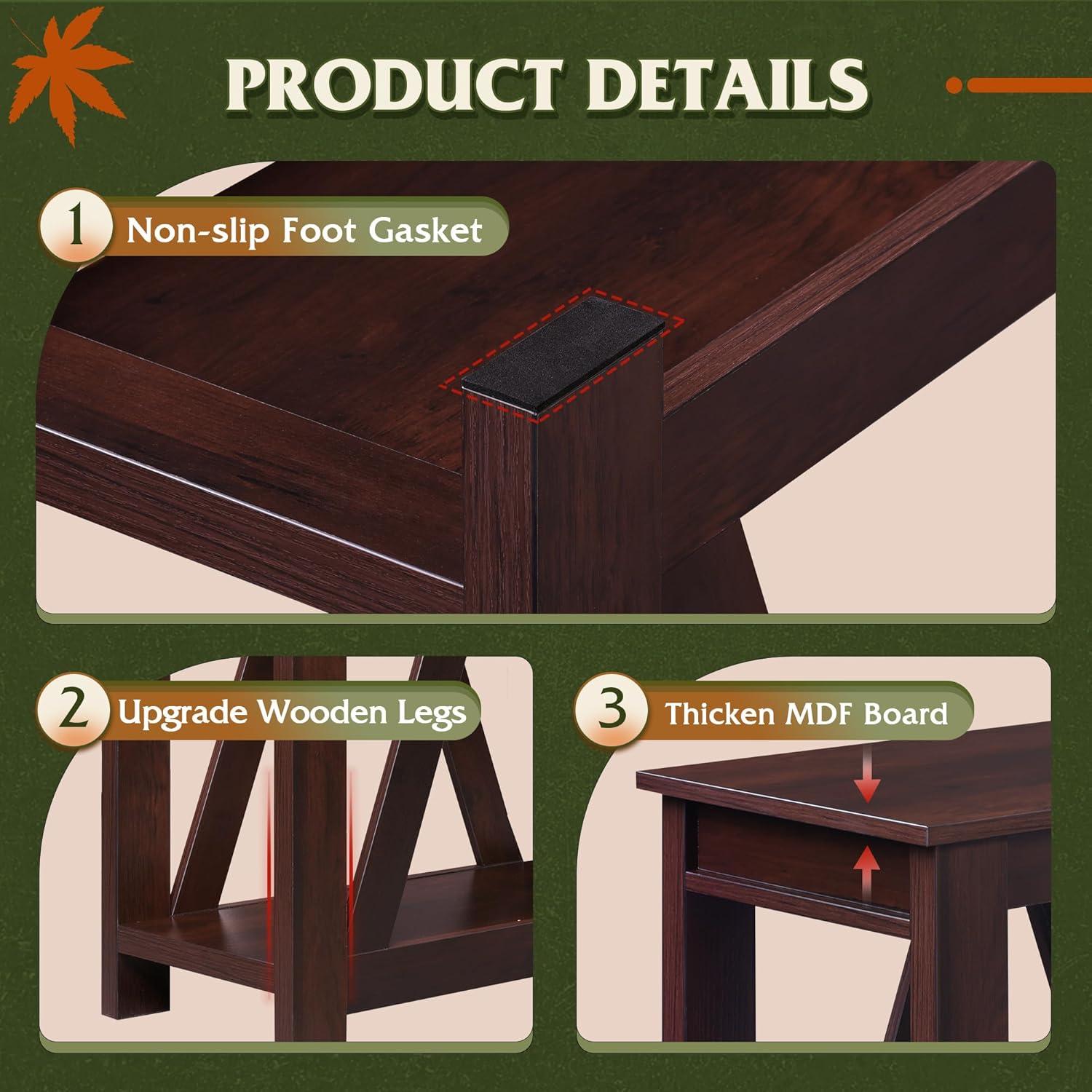 WLIVE Narrow End Table with Charging Station of Open Storage Shelf，Sofa Side Table with 2 USB Ports and 2 Power Outlets，Slim Farmhouse End Table for Small Spaces，Bedroom, Living Room, Espresso