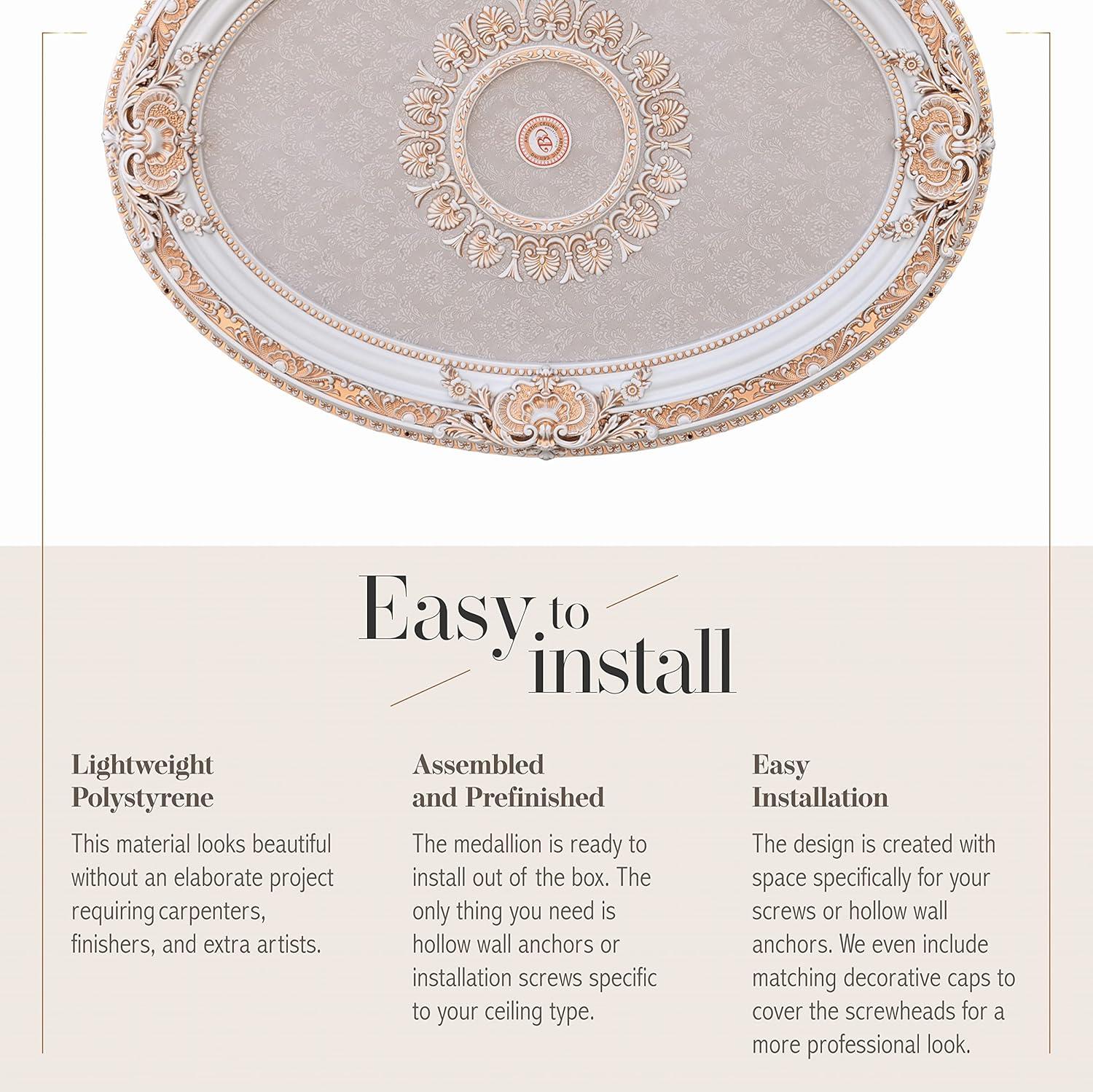 French Blanco Oval Chandelier Ceiling Medallion