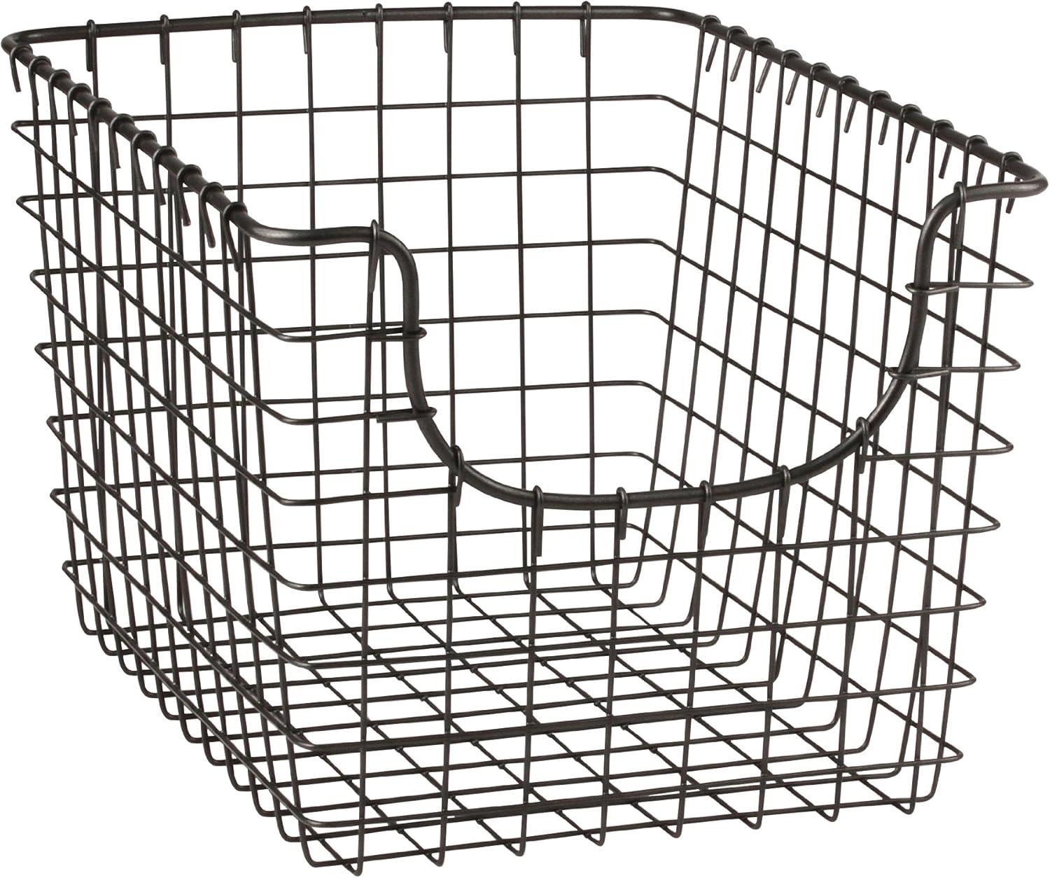 Vintage Chic Scoop Wire Storage Basket 10.4" Industrial Gray