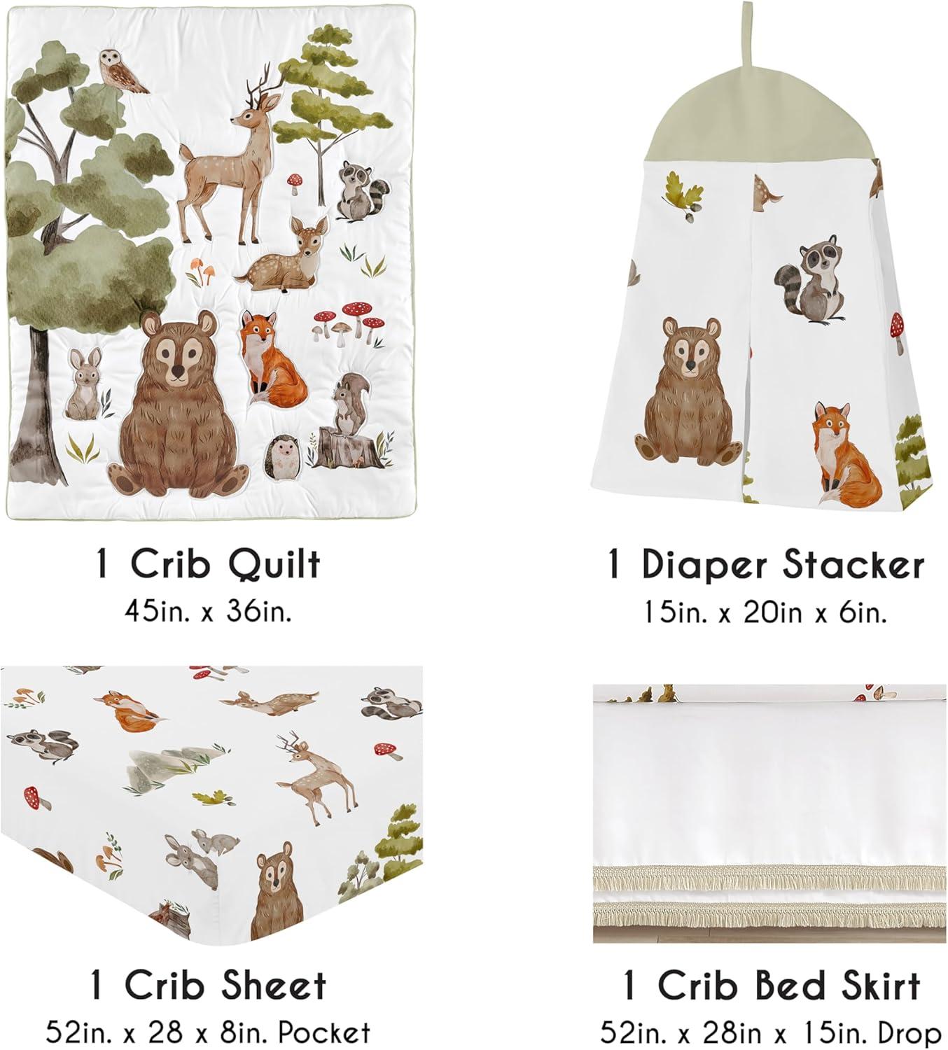 Sweet Jojo Designs Watercolor Woodland Forest Animals 4 Piece Crib Bedding Set by Sweet Jojo Designs