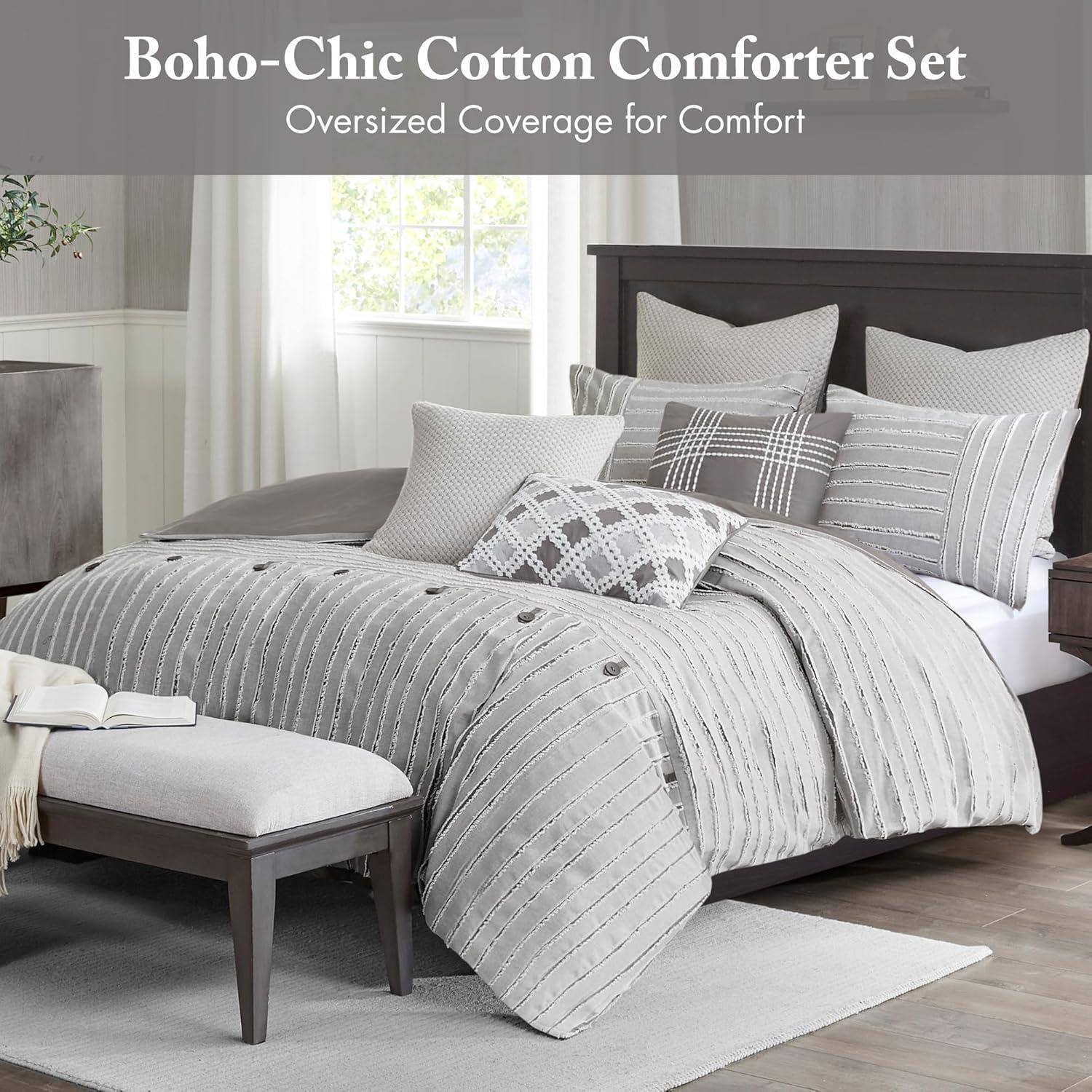 Madison Park Signature Madison Park Signature Essence Oversized Cotton Clipped Jacquard Comforter Set