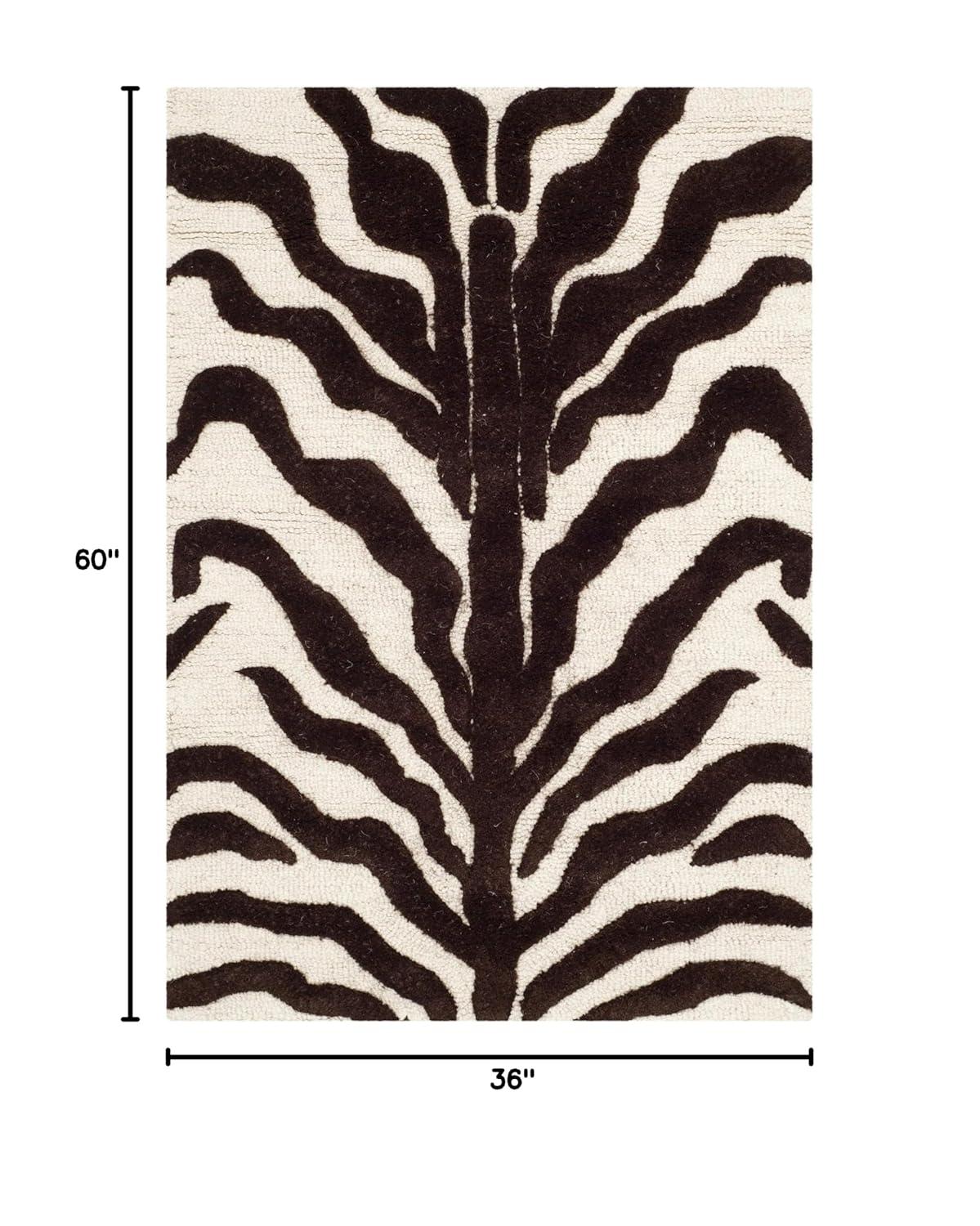 SAFAVIEH Cambridge Leah Animal Stripes Wool Area Rug, Ivory/Brown, 3' x 5'