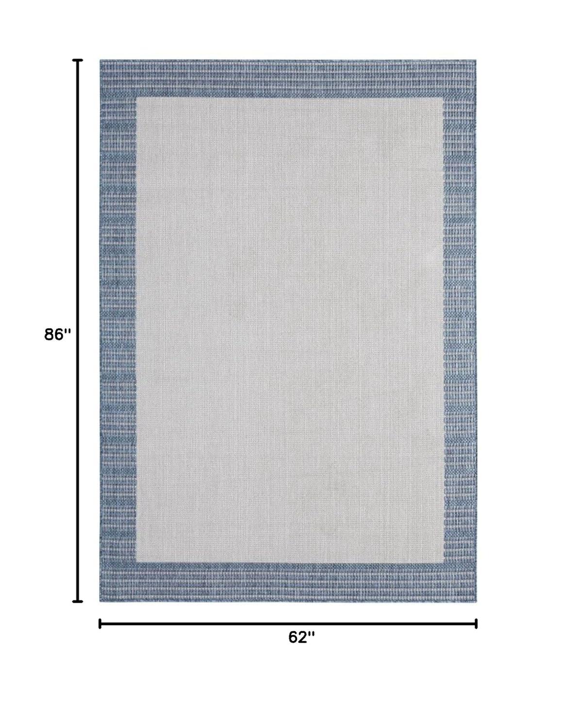 5'2" x 7'2" New York Patio Country Landry Indoor/Outdoor Rug Gray/Blue - Nicole Miller: UV & Weather-Resistant