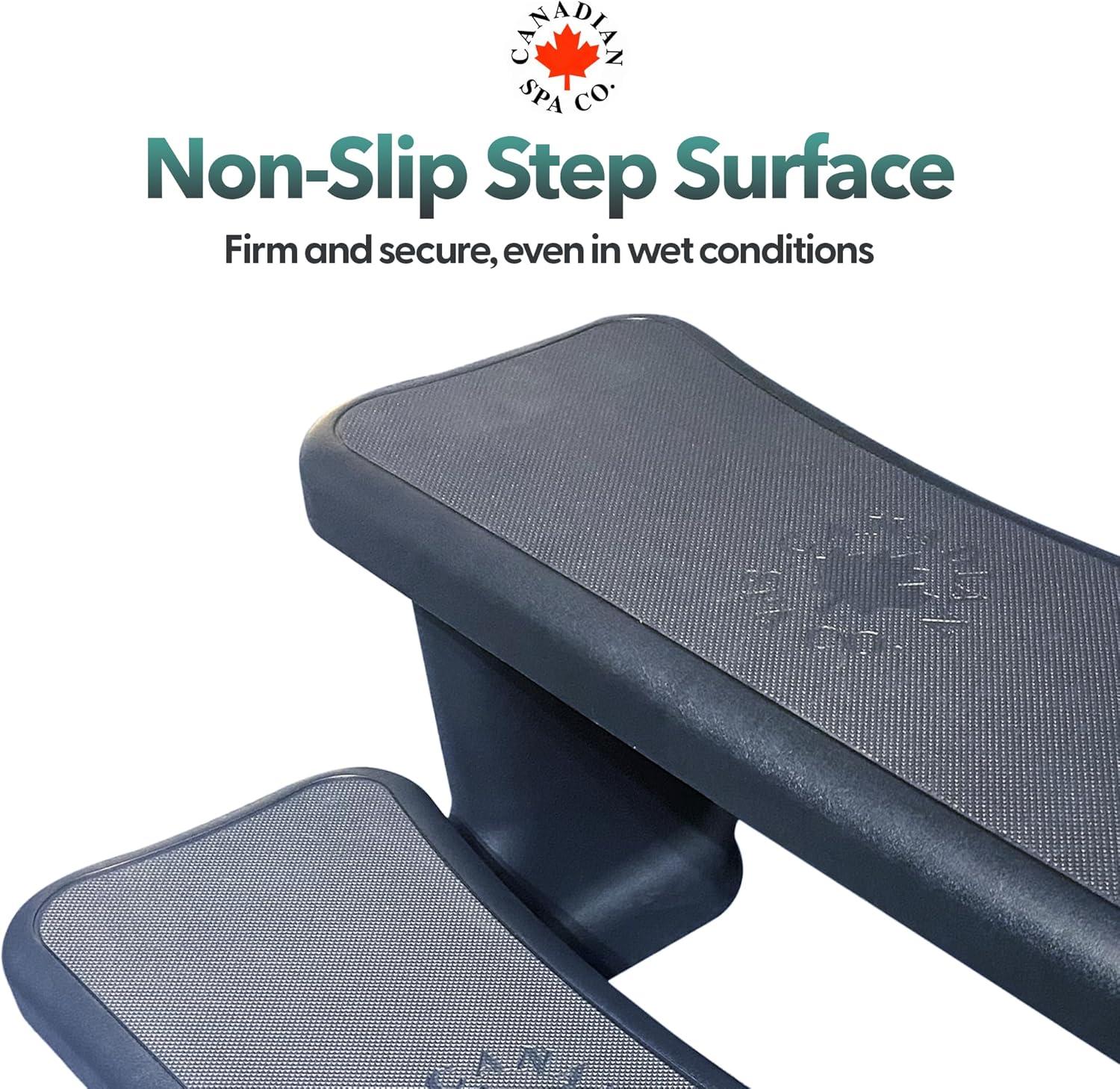 Black Polypropylene Non-Slip 2-Step Hot Tub Spa Stairs