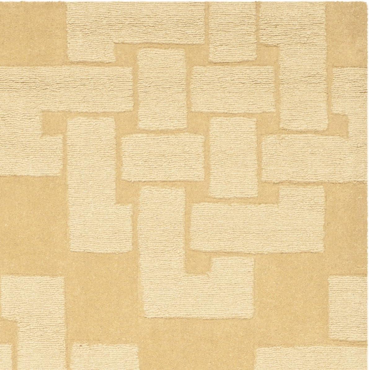 Geometric Hand-Tufted Wool Rattan Area Rug