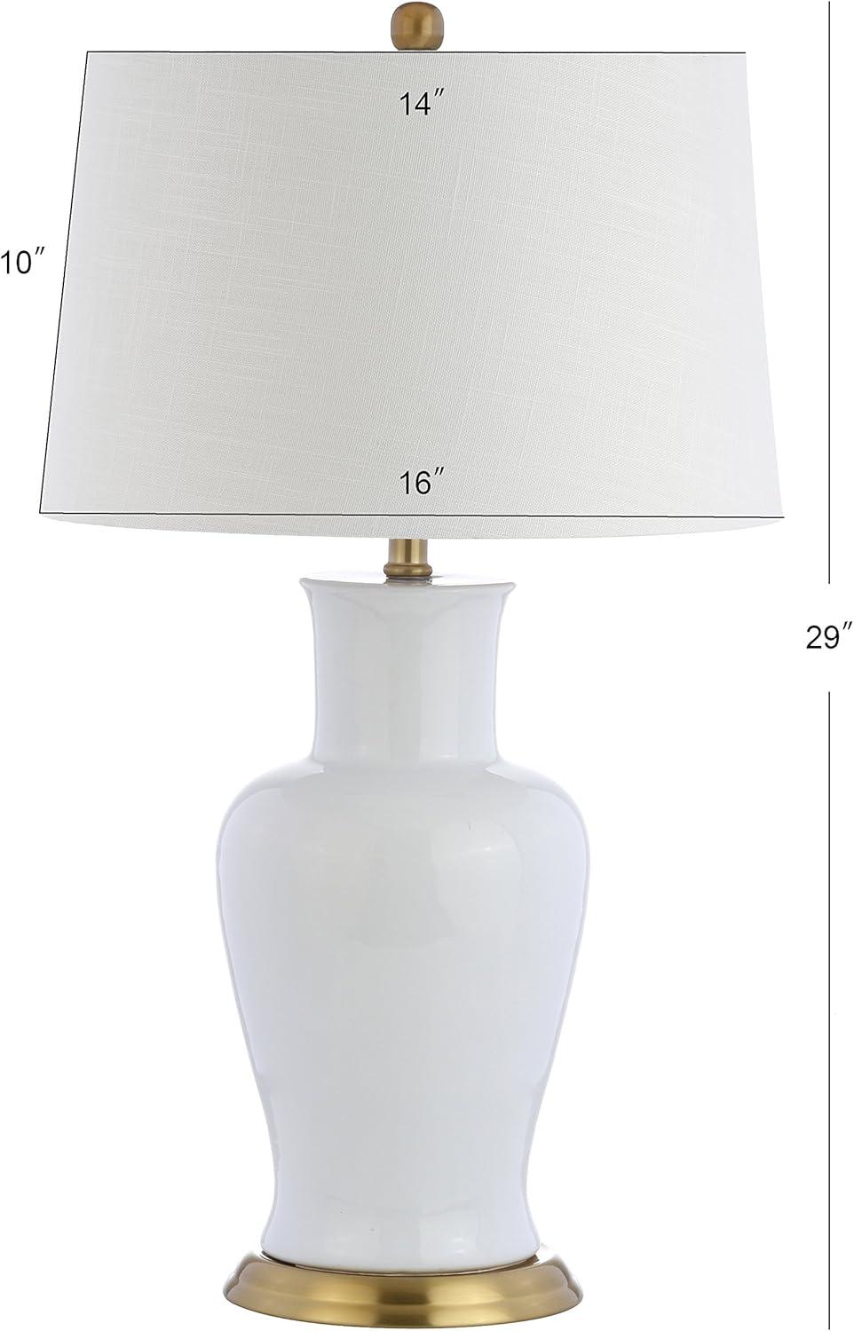 Julian 29" White Ceramic Table Lamp with Gold Accents