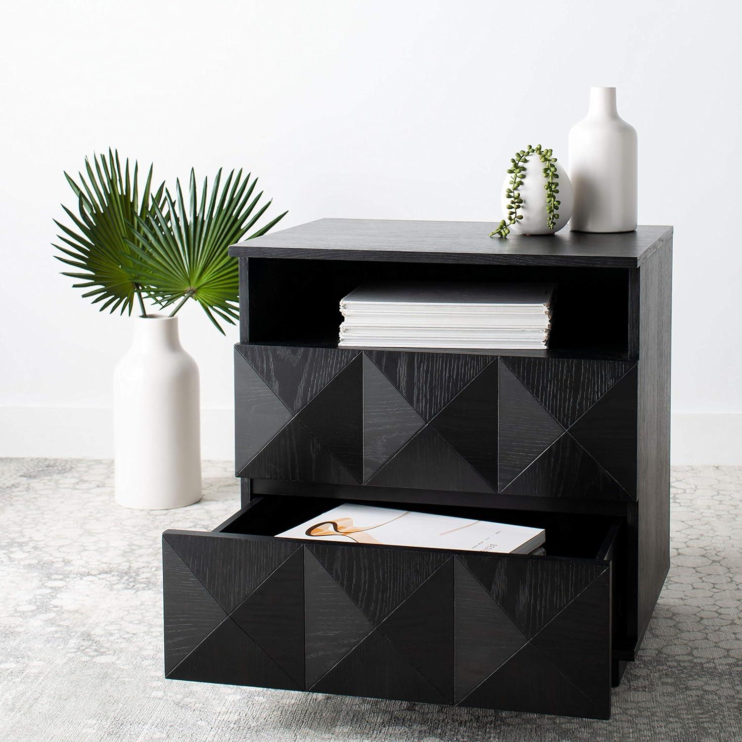 Patty 2 Drawer Nightstand - Black - Safavieh.