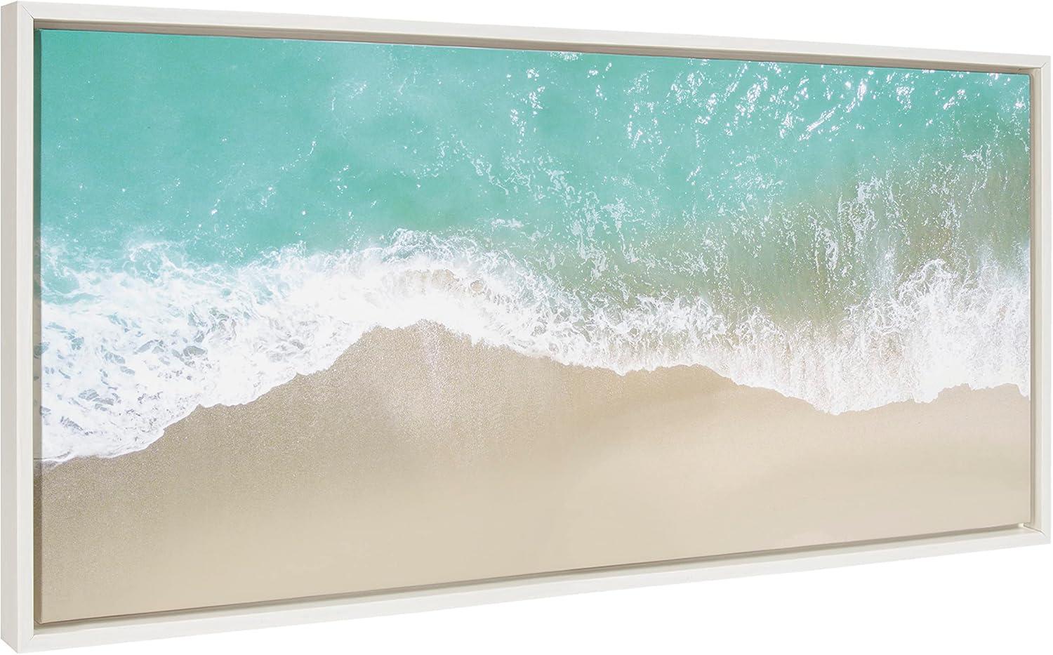 Kate and Laurel Sylvie Ocean Beach Fantasy Framed Canvas by The Creative Bunch Studio, 18x40, White