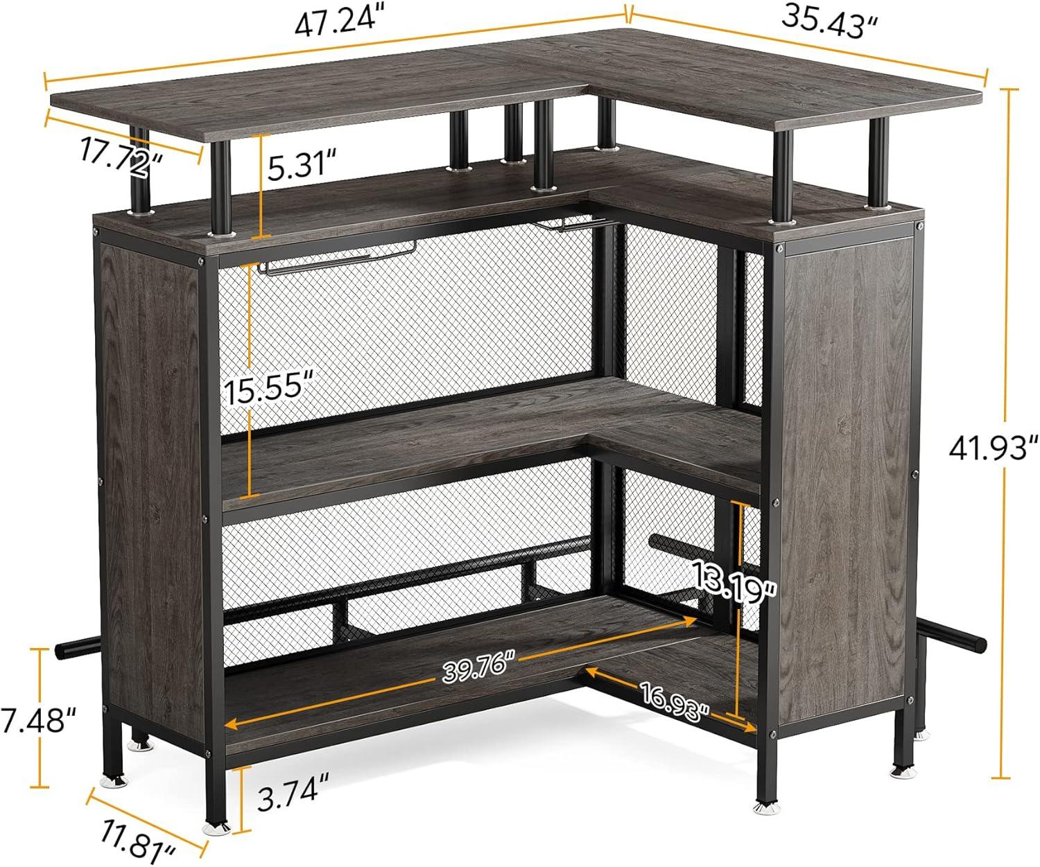 Tribesigns 2-Tier L-Shaped Home Bar Unit