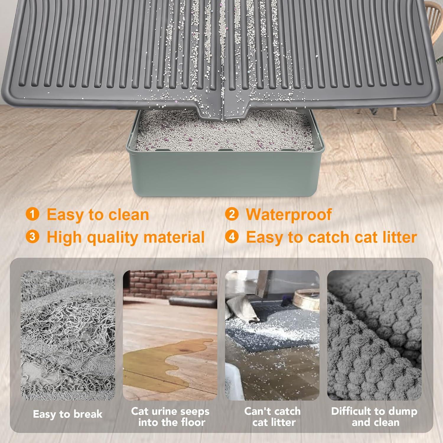 UPSKY Cat Litter Mat Kitty Litter Trapping Mat 31" x 24" Litter Box Mat Keep Floor Clean