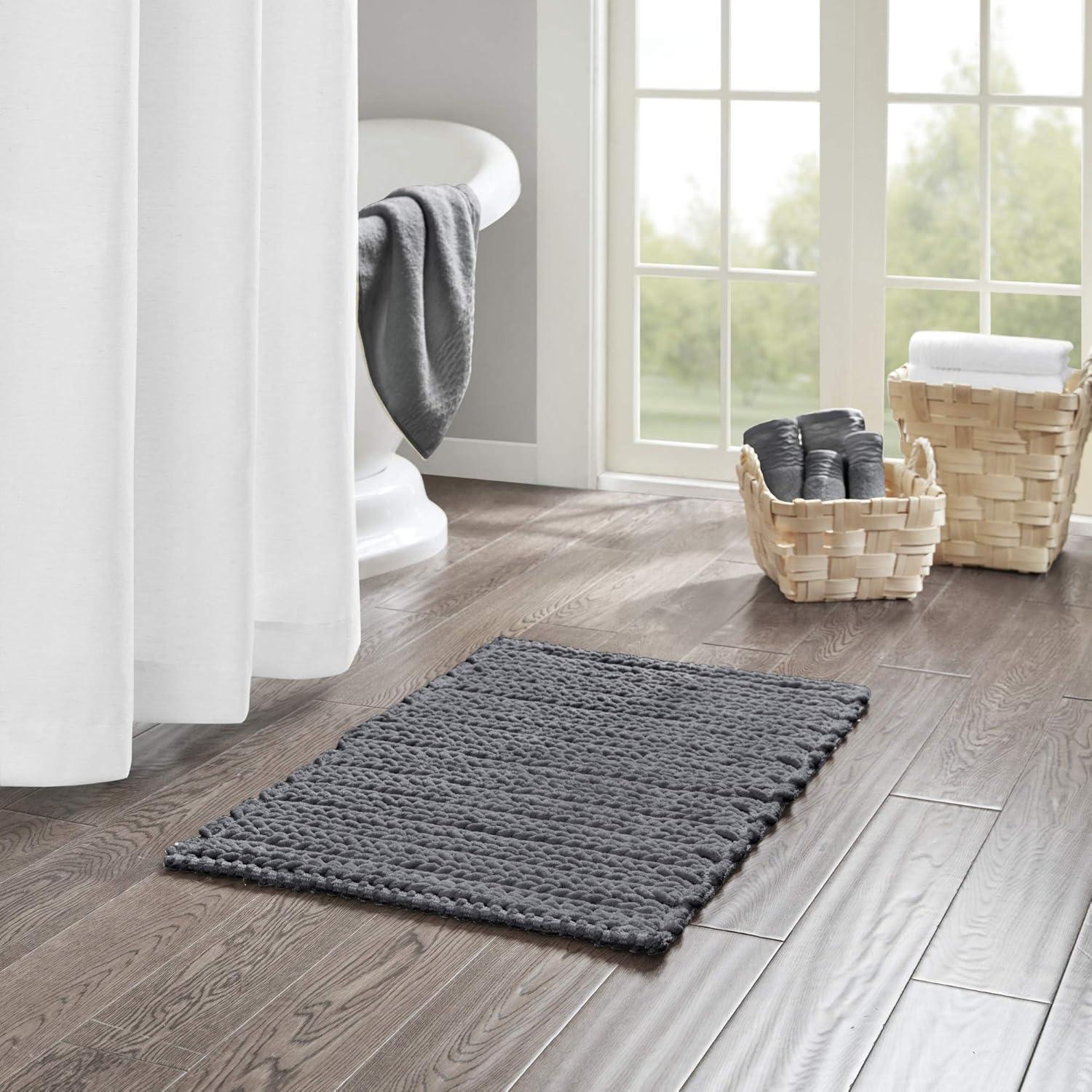 Lasso 100% Cotton Chenille Chain Stitch Non-Slip Bath Rug