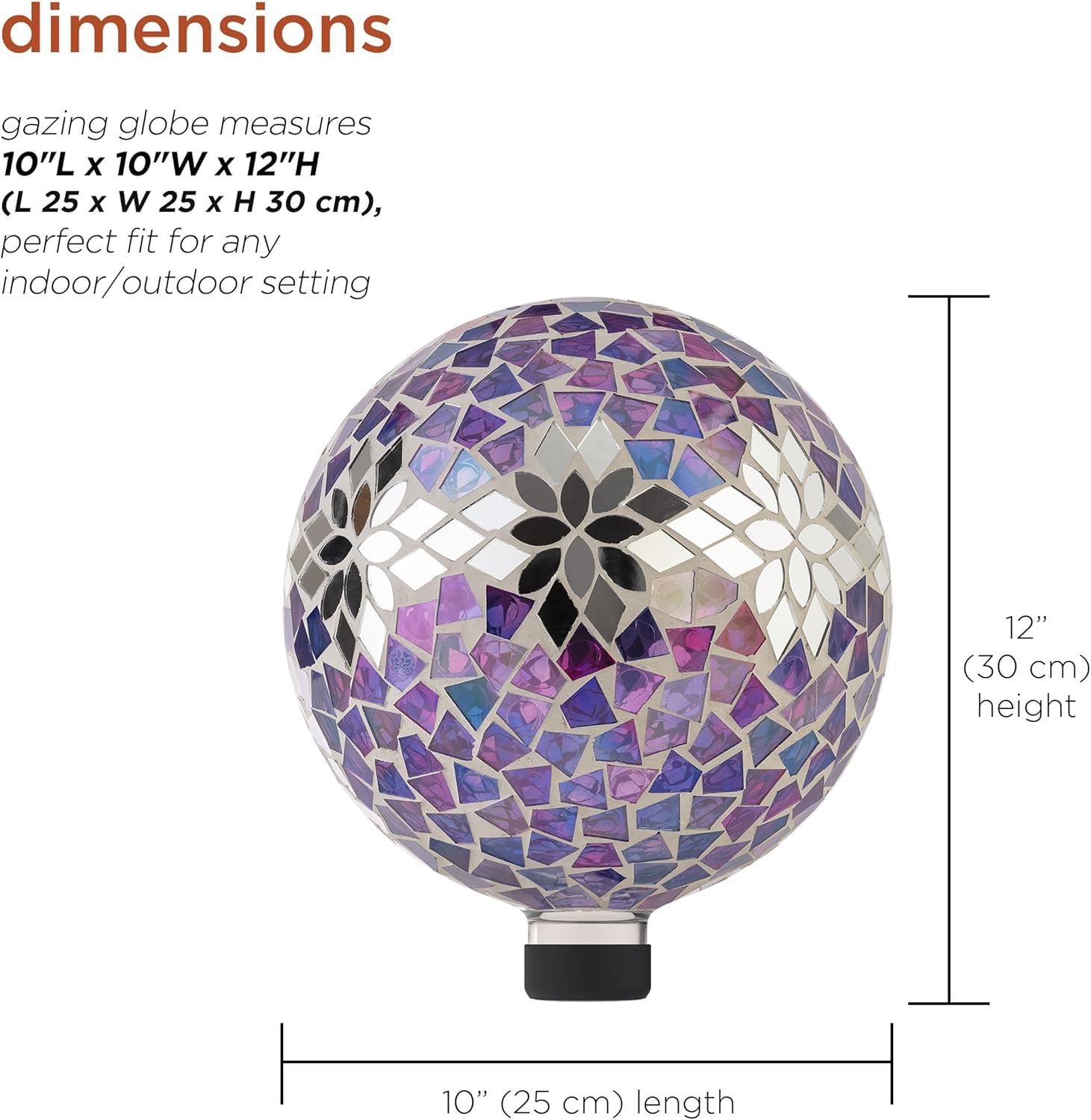 Enchanted Purple Mosaic 10" Gazing Globe for Garden Decor