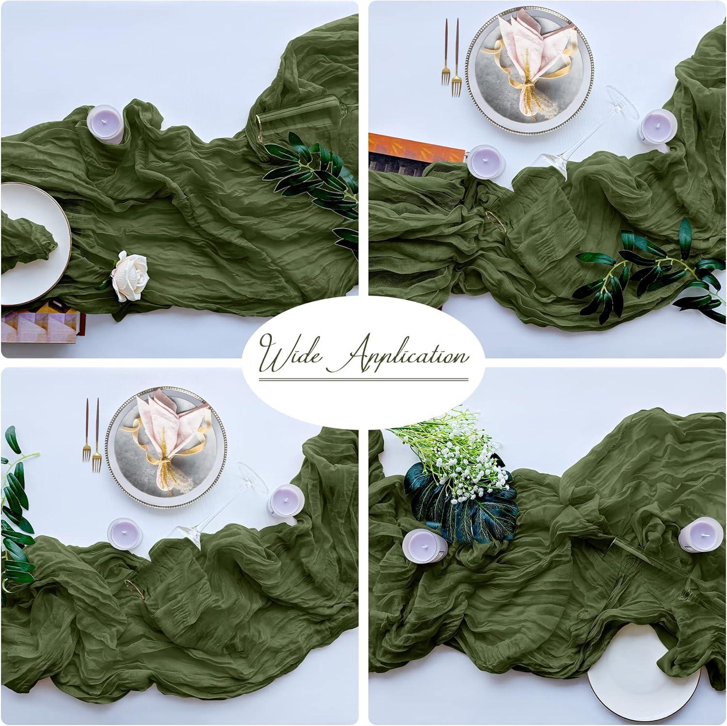 Mint Green Cheesecloth Table Runner 6 Pack 35" Boho Gauze Runner 120 inches Long Tablecloth Runner Rustic Sheer Fabric Bulk for Baby Shower Wedding Bridal Birthday Party Table Decorations