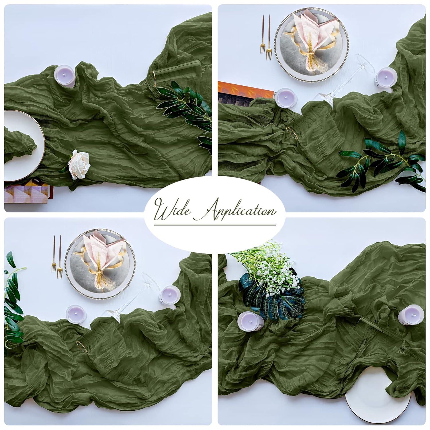 Mint Green Cheesecloth Table Runner 6 Pack 35" Boho Gauze Runner 120 inches Long Tablecloth Runner Rustic Sheer Fabric Bulk for Baby Shower Wedding Bridal Birthday Party Table Decorations