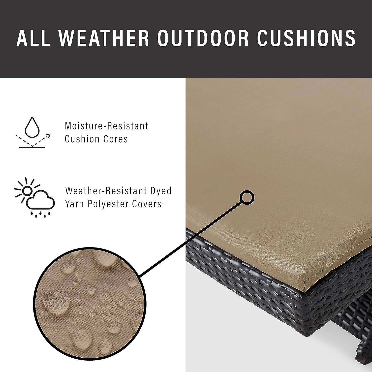Biscayne Chaise Lounge with Mocha Cushion Brown - Crosley: Steel Frame, Weather-Resistant, Adjustable Back