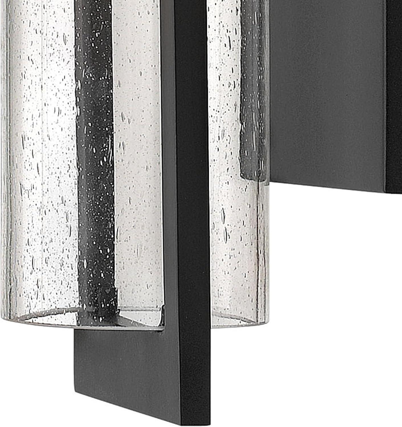 Sleek Black Outdoor Wall Sconce with Clear Seedy Glass