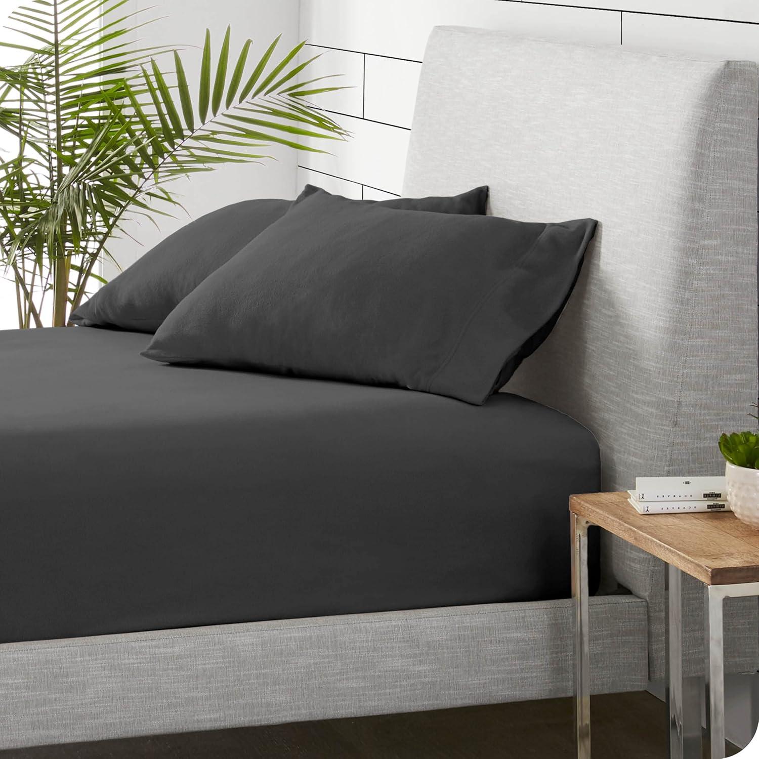 Twin Size Grey Polar Fleece Fitted Sheet by Bare Home
