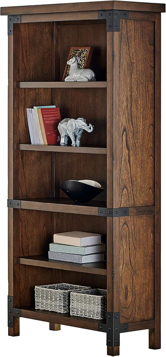 72" Addison Open Bookcase Auburn - Martin Furniture: Arched, Metal Accents, 4 Shelves