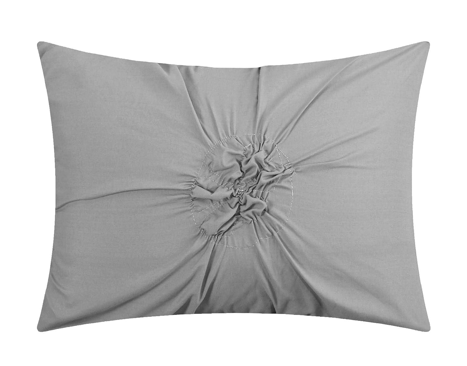 Chic Home 16 Piece Ash Floral Pinch Pleat Ruffled Designer Embellished Comforter Set With sheet set