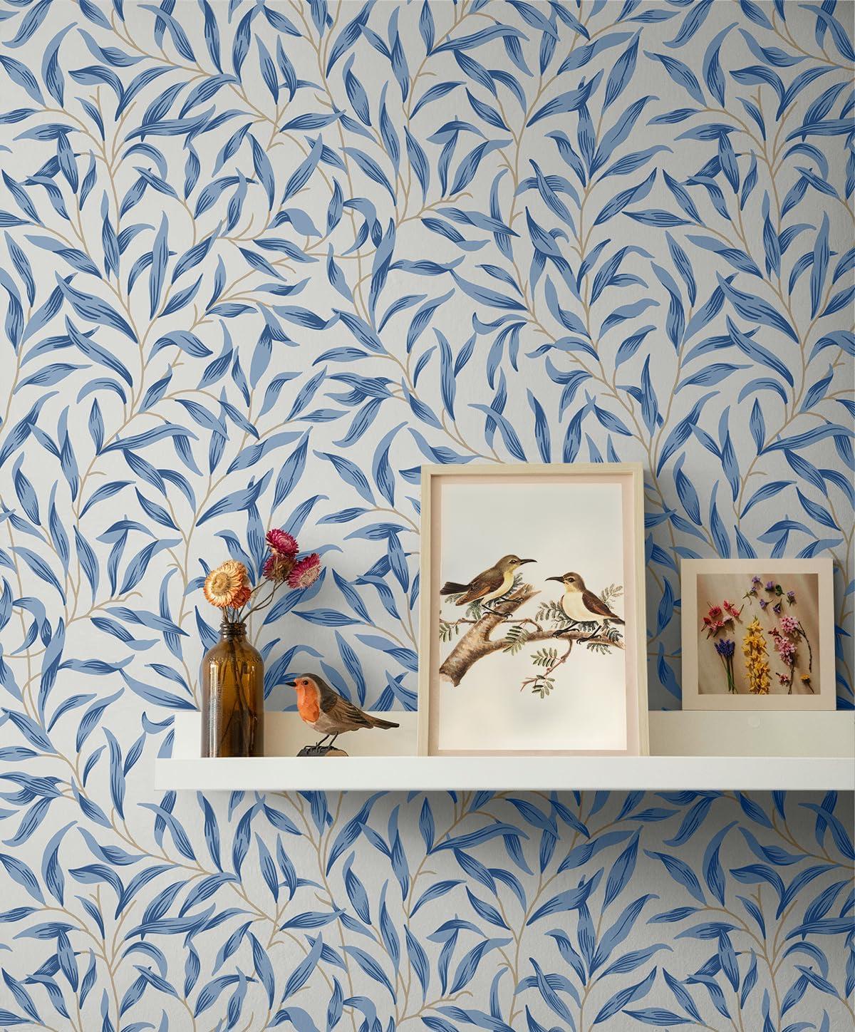 Blue Lake Botanical Peel and Stick Vinyl Wallpaper