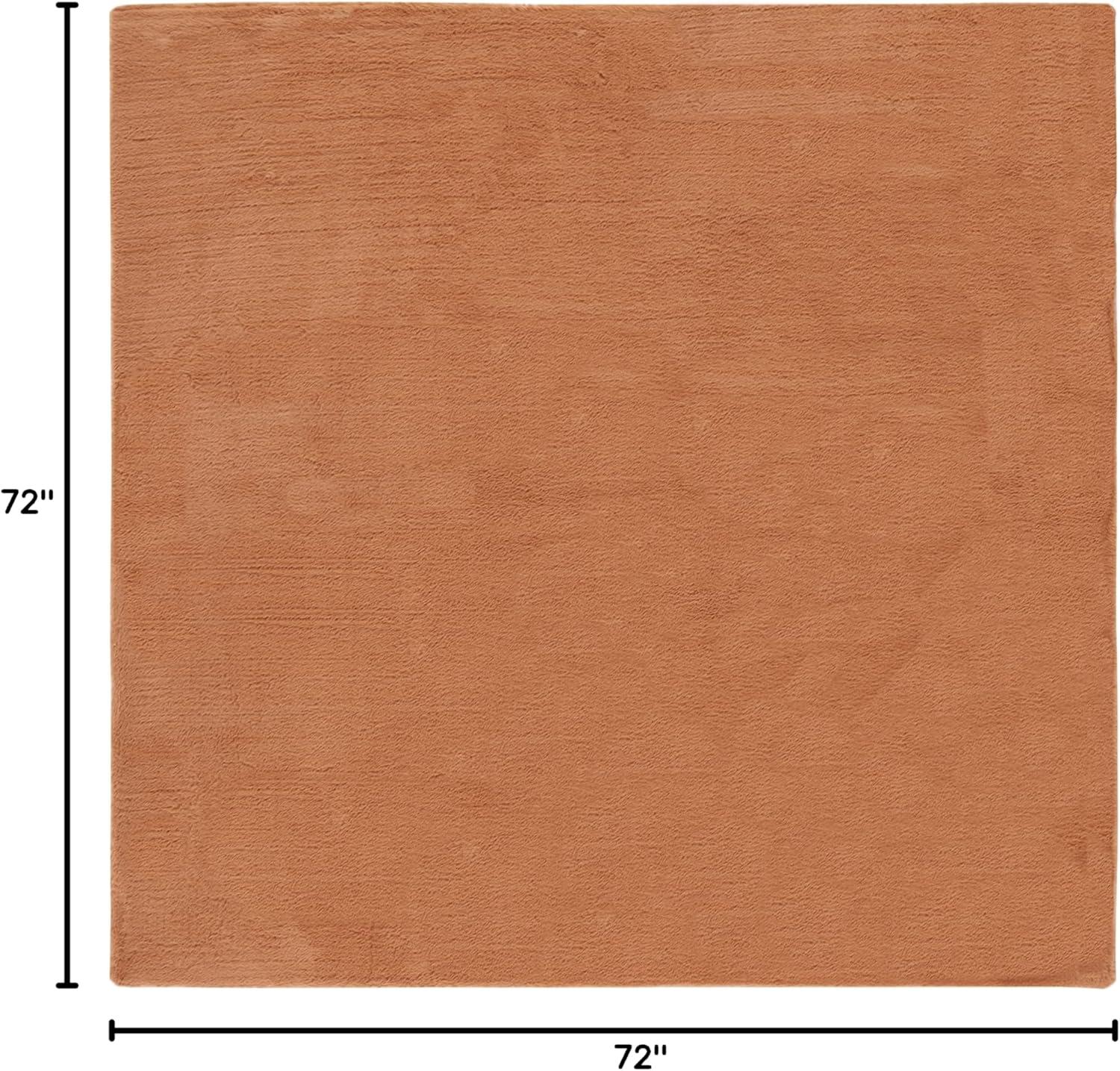 Faux Rabbit Fur FRF500 Power Loomed Machine Washable Indoor Area Rug - Brown - 6'x6' - Safavieh