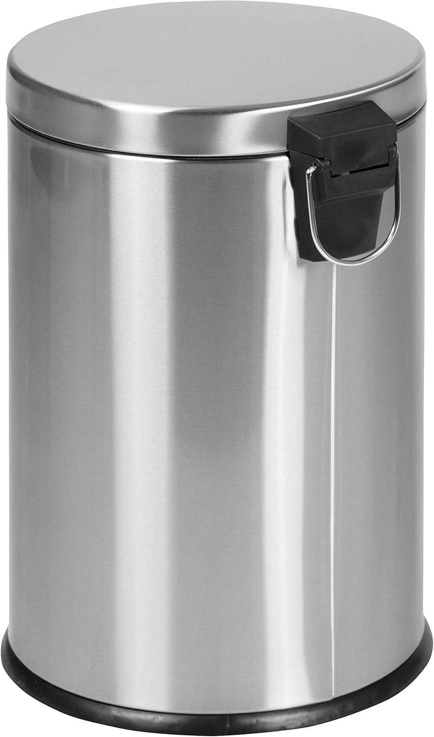 Silver Stainless Steel Fingerprint Resistant Pedal Trash Can 5.3 Gallons