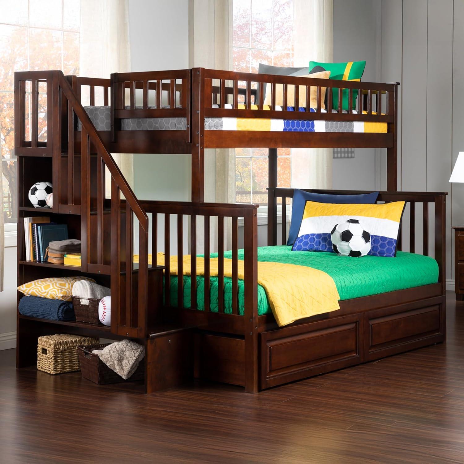 Woodland Staircase Bunk Bed Twin over Twin in Multiple Colors and Configurations