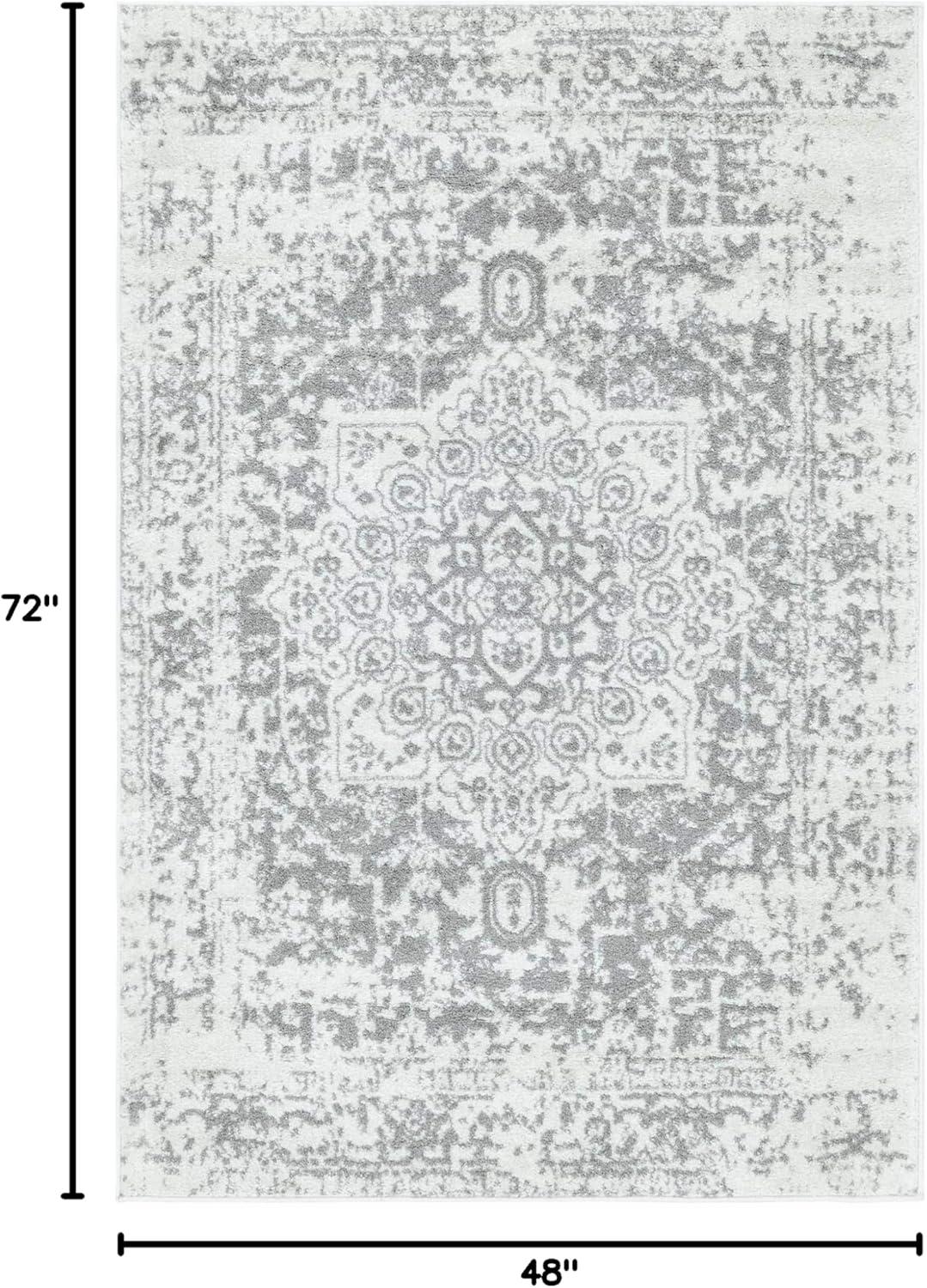 Unique Loom Richmond Collection Area Rug - Medallion (4' 1" x 6' 1" Rectangle White/Gray)