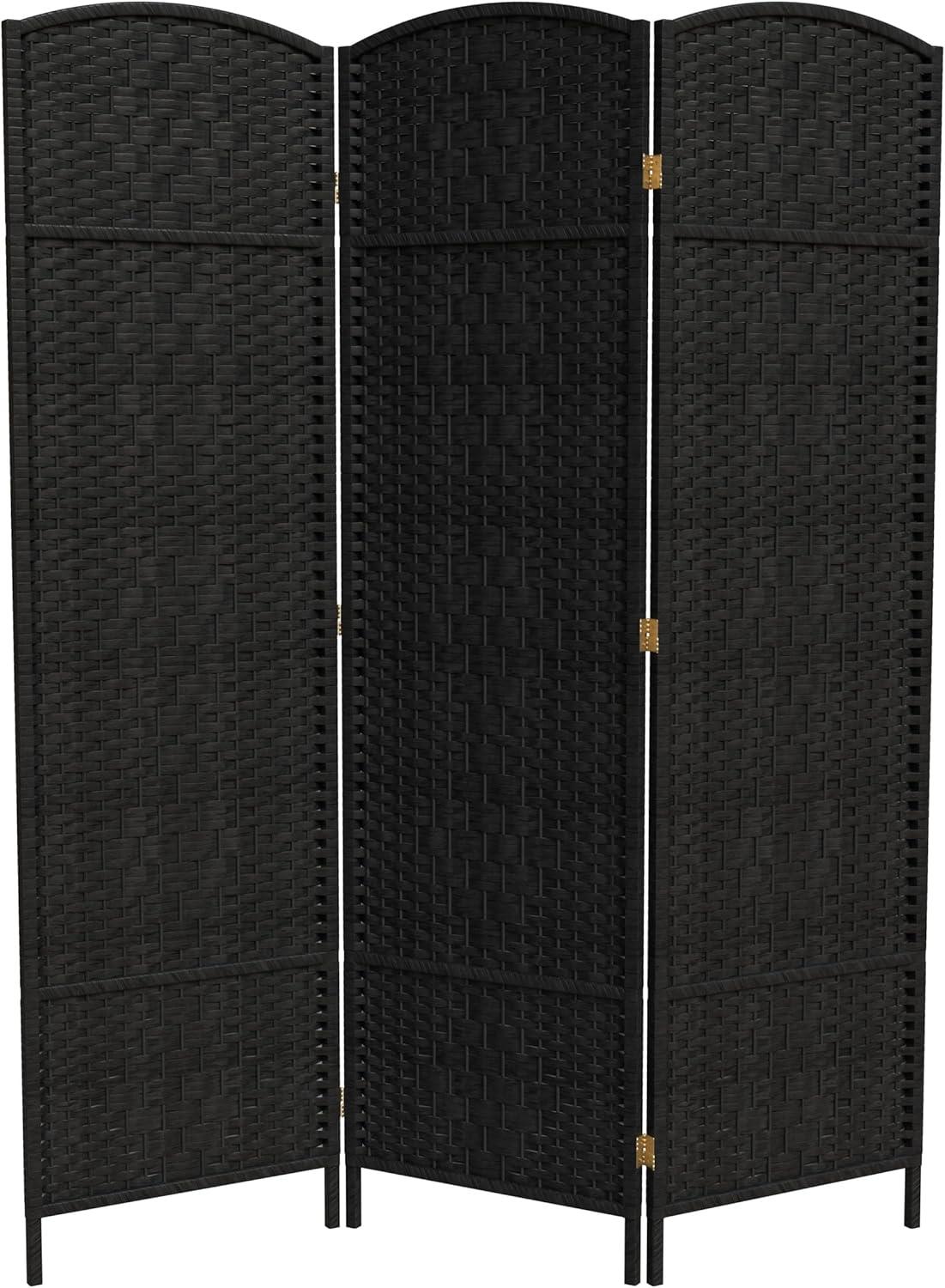 Oriental Furniture 6 ft. Tall Diamond Weave Room Divider - Natural - 3 Panel