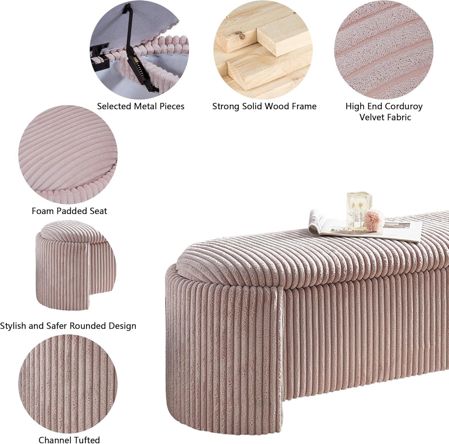 Latitude Run® Nikoma Corduroy Upholstered Storage Bench