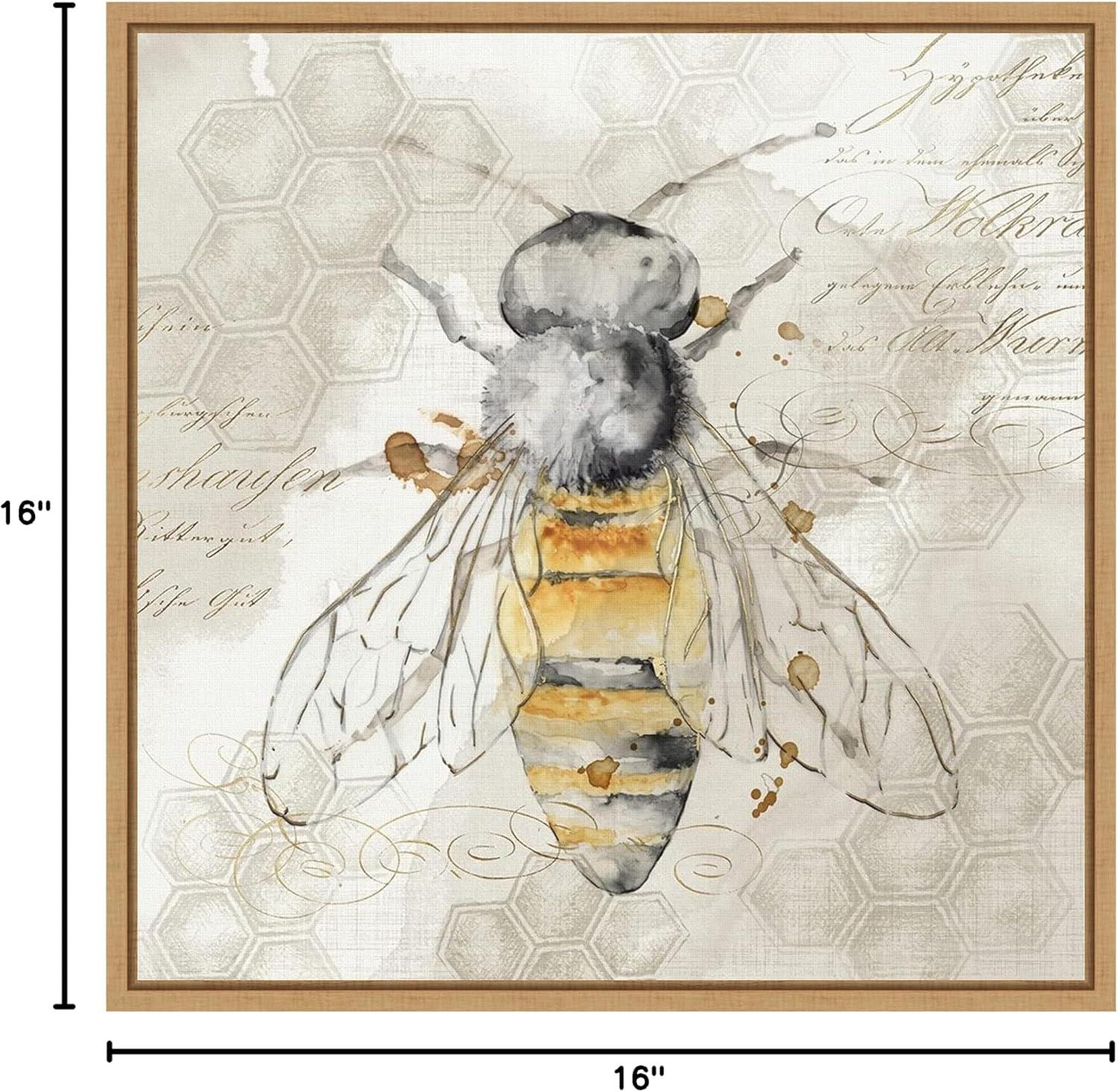 Queen Bee II Framed Canvas Print with Maple Frame