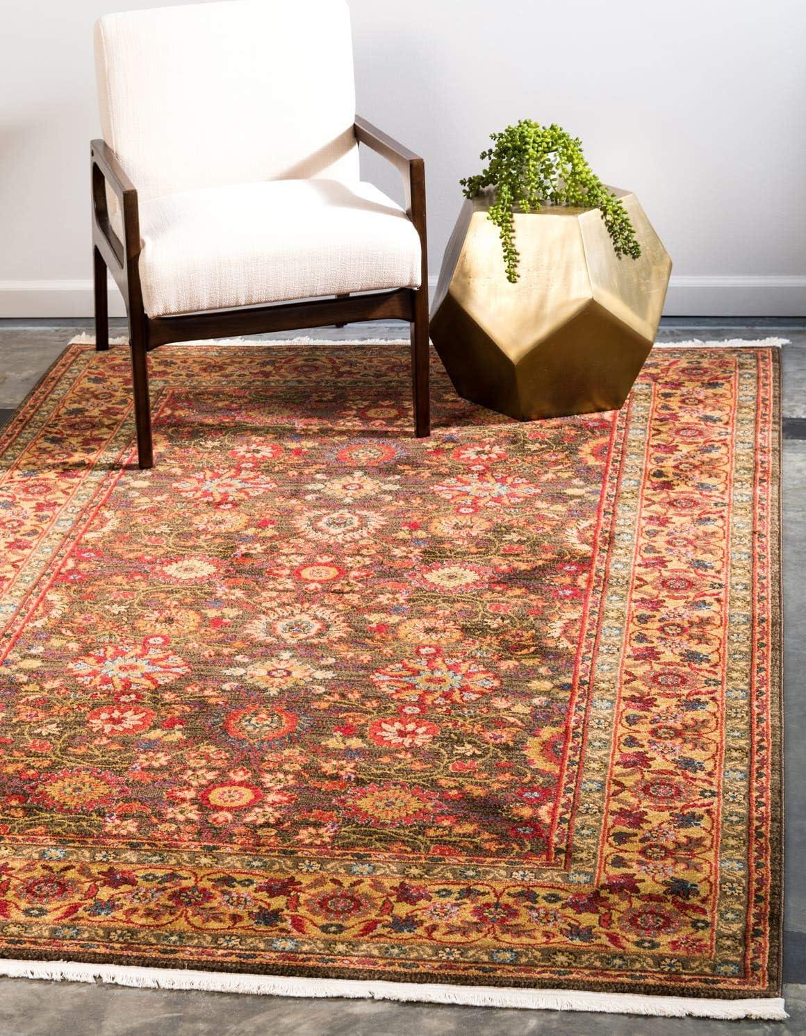 Edinburgh Monroe Red and Brown Floral 8' x 11' Area Rug