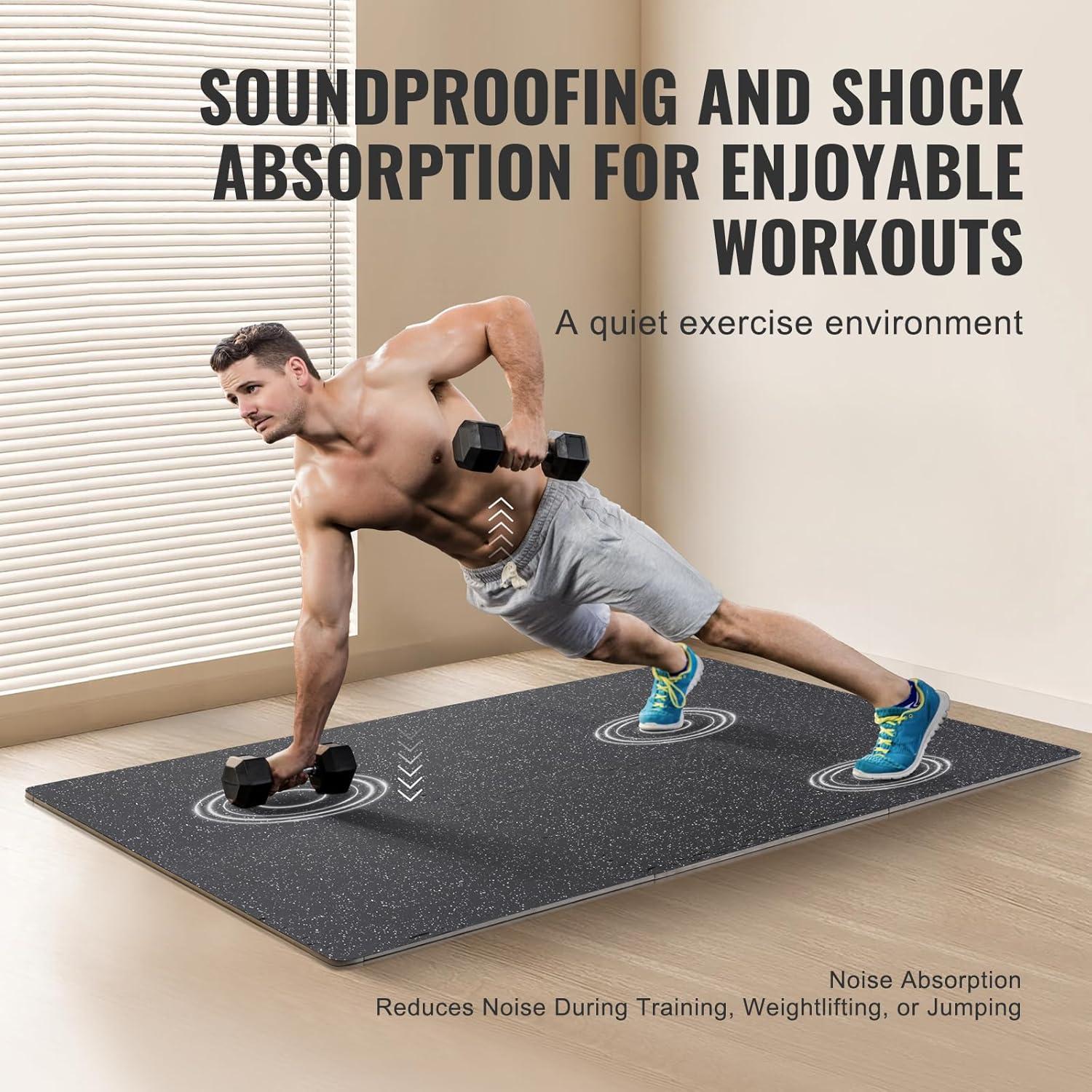 VEVOR 0.56 Inch Thick Gym Floor Mats, 25 Tiles Rubber Top with EVA Foam, 24" x 24" Gym Flooring Workout Mats with 100sq.ft Coverage, Interlocking Puzzle Gym Mats for Gym, Home, Garage, Black & White