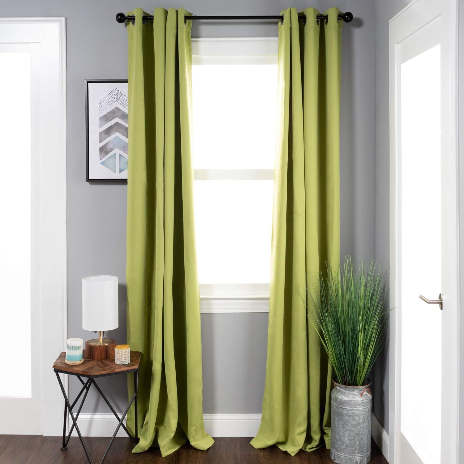 Classic Modern Solid Room Darkening Semi-Blackout Curtains, Grommets, Set of 2, 52"x63", Sage - Blue Nile Mills