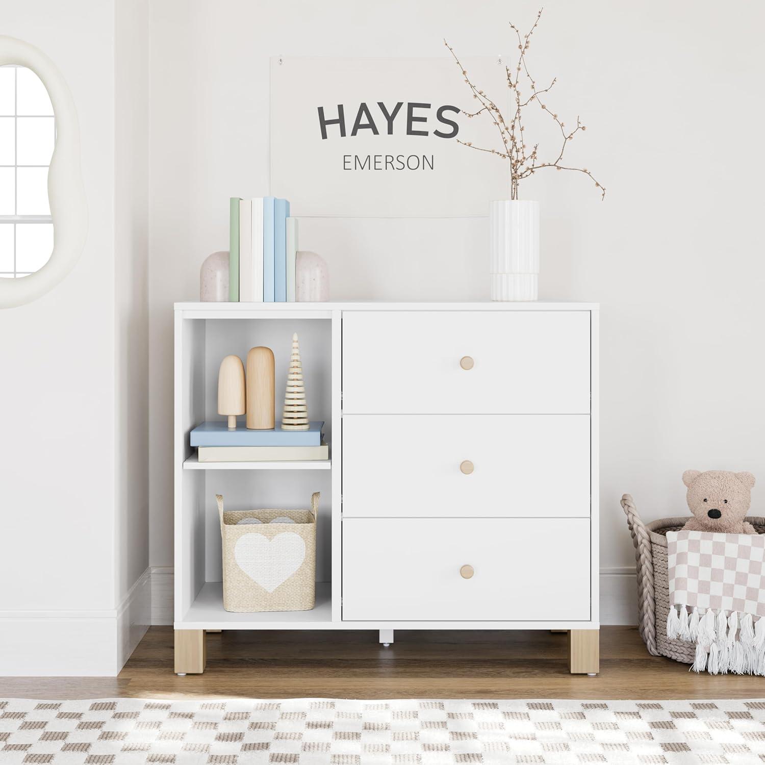 White and Driftwood 3 Drawer Combo Nursery Dresser