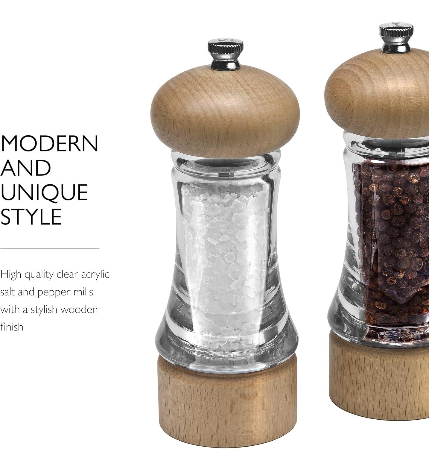 Cole & Mason Basics Wood Salt & Pepper Mill Gift Set, Clear/Brown