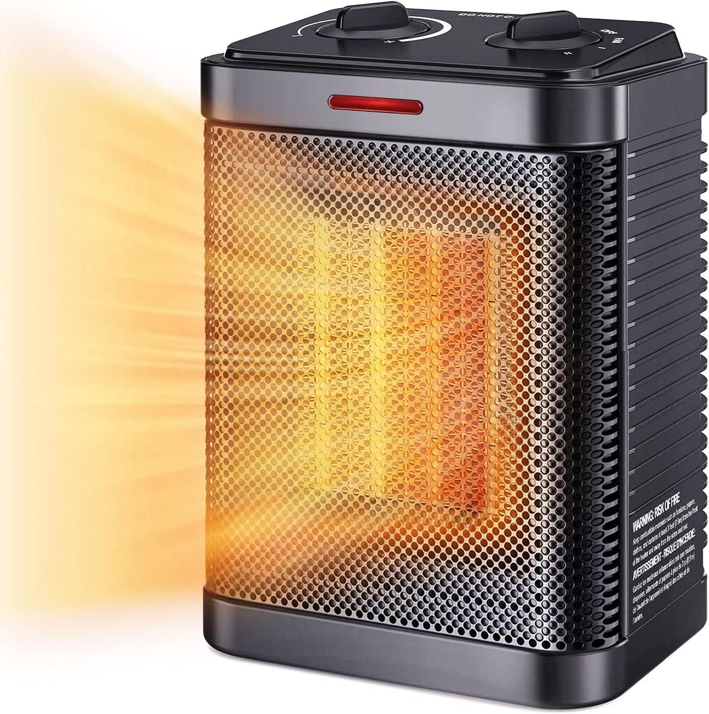 Black Ceramic Electric Space Heater with Thermostat