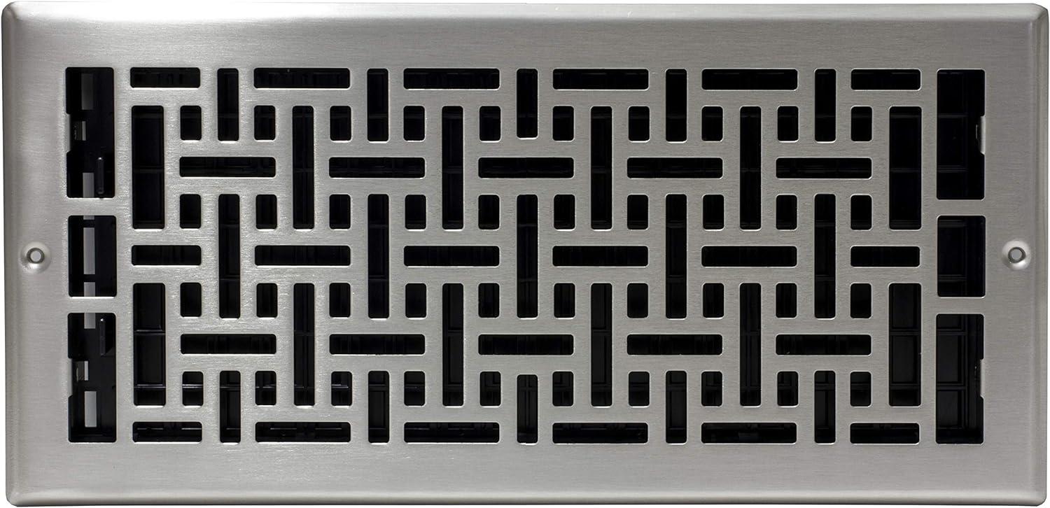 Decor Grates 6" x 14" steel plated brushed nickel finish oriental design wall register