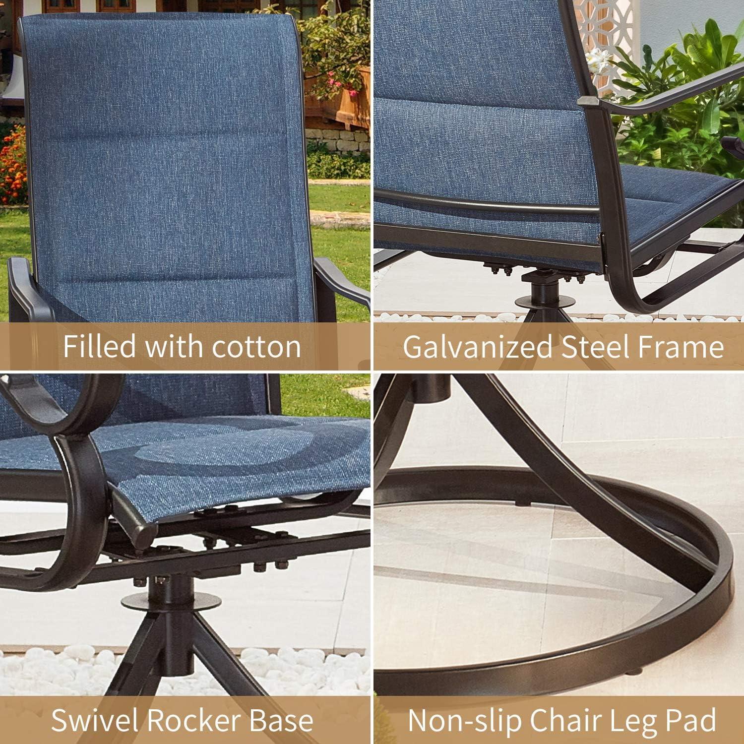 Sophia & William Patio Dining Swivel Chairs Outdoor Padded Textilene Chairs Set of 2, Blue