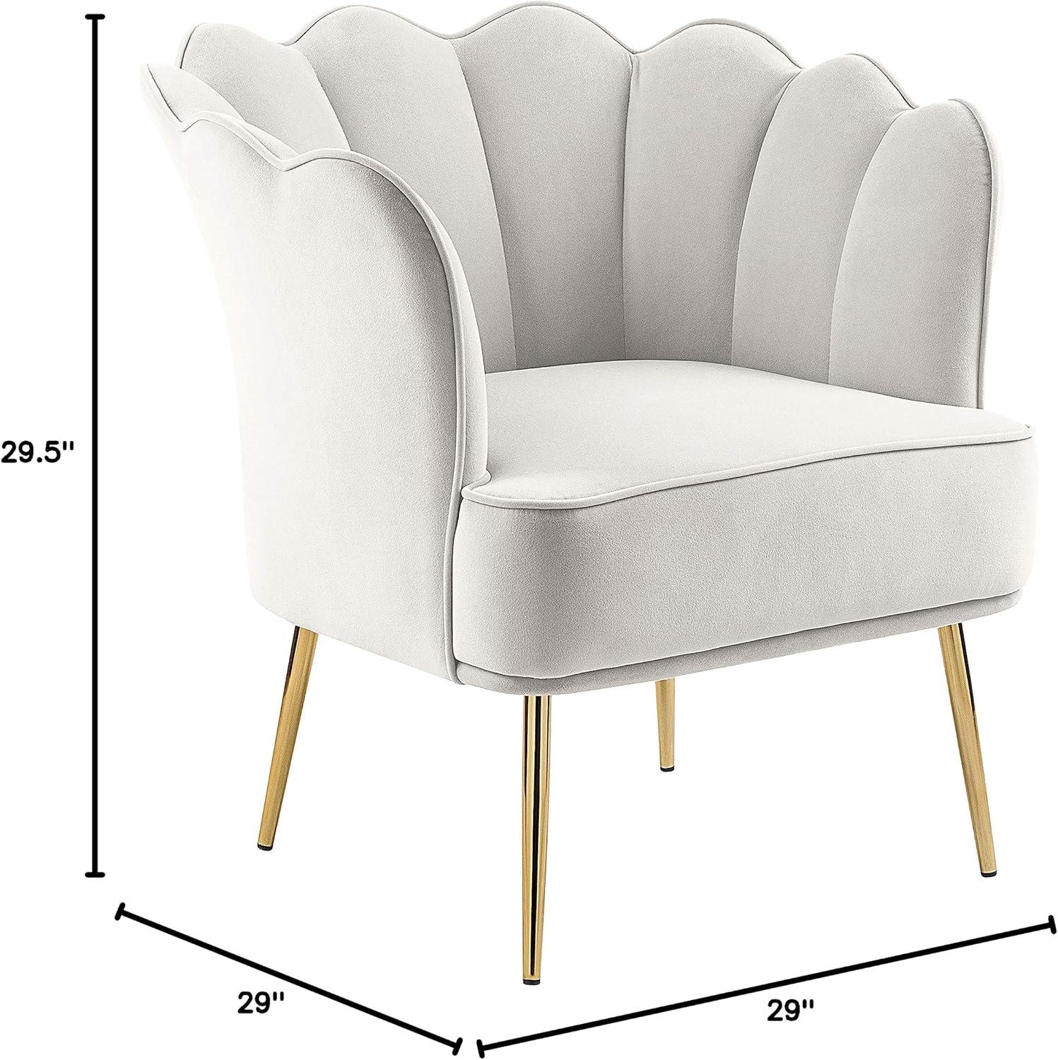 Meridian Furniture Jester Cream Velvet Accent Chair with Gold Iron Legs