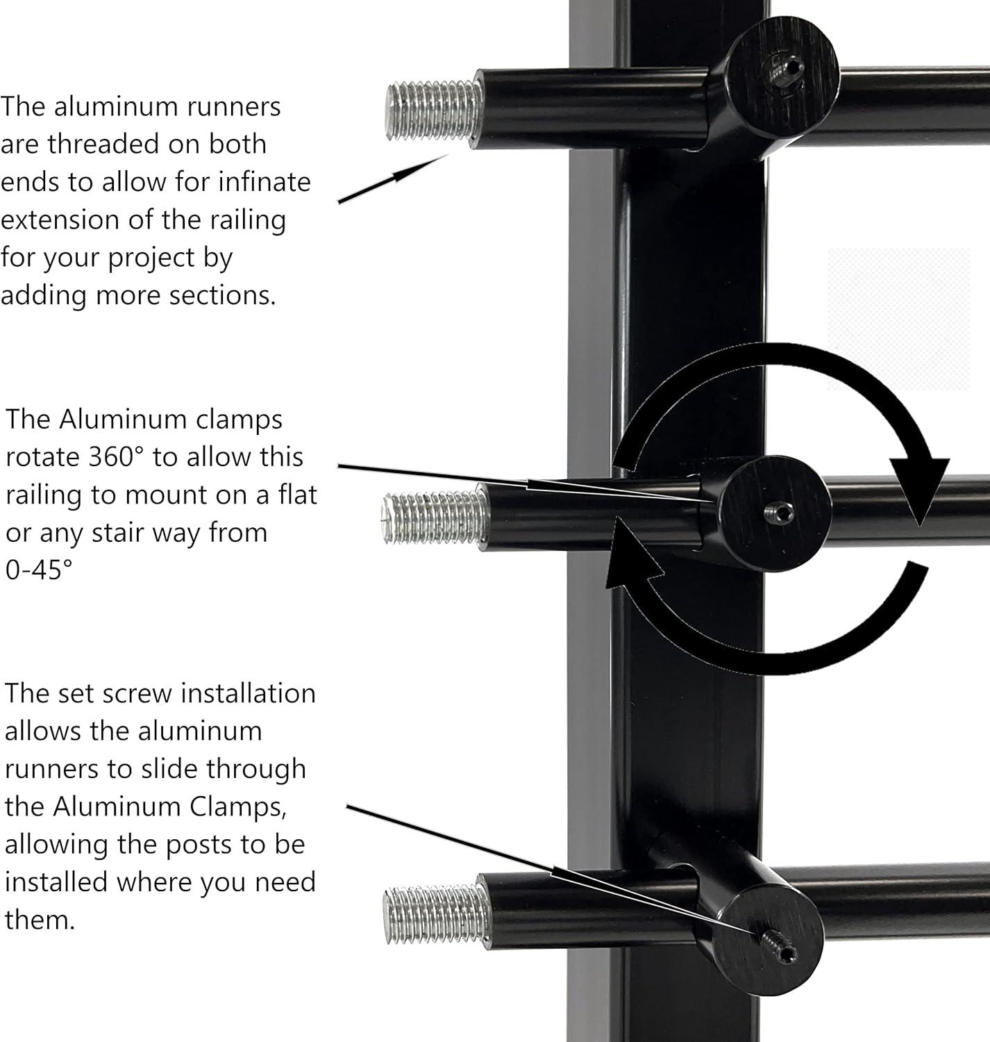 Adjustable Black Stainless Steel Stair Railing System